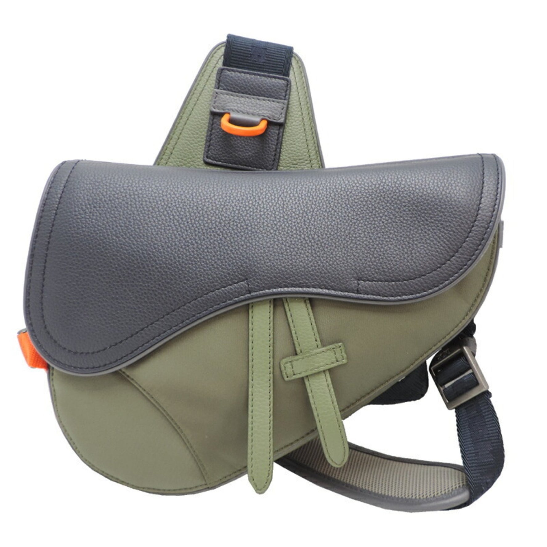 Christian Dior Dior Sacai Saddle Bag, Leather Body (Green x Navy)
