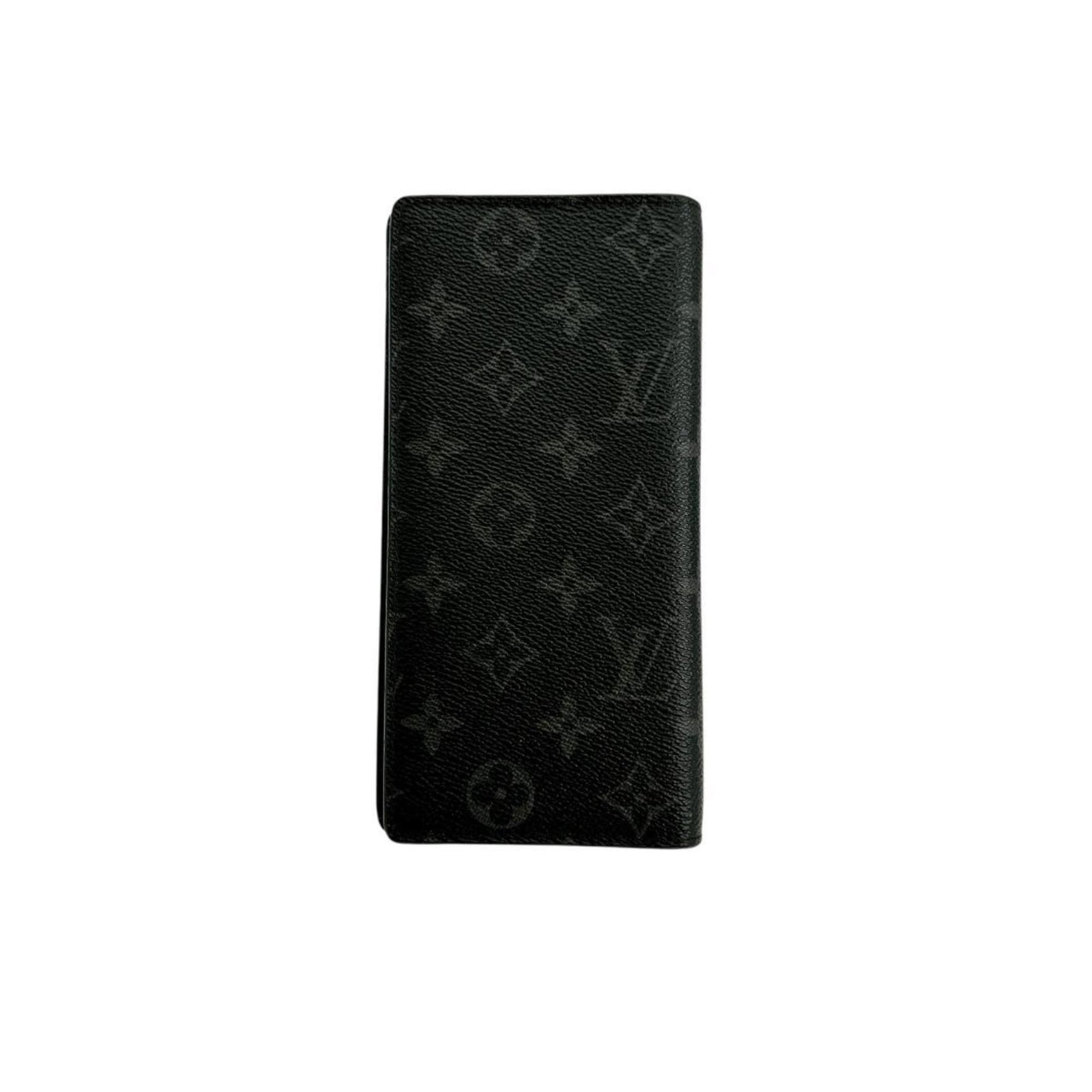 Louis Vuitton Long Wallet Bi-fold Eclipse Portefeuille Brazza Monogram Canvas Gray x Black