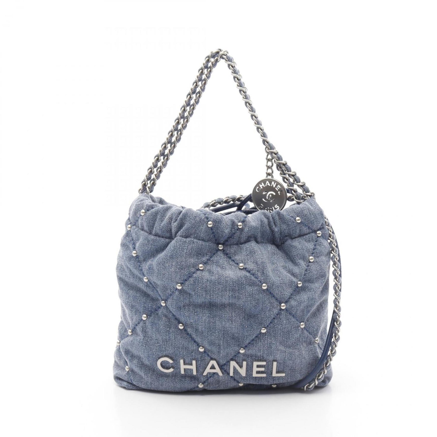 CHANEL 22 Mini Shoulder Bag, Denim, Women's, Blue, AS3980