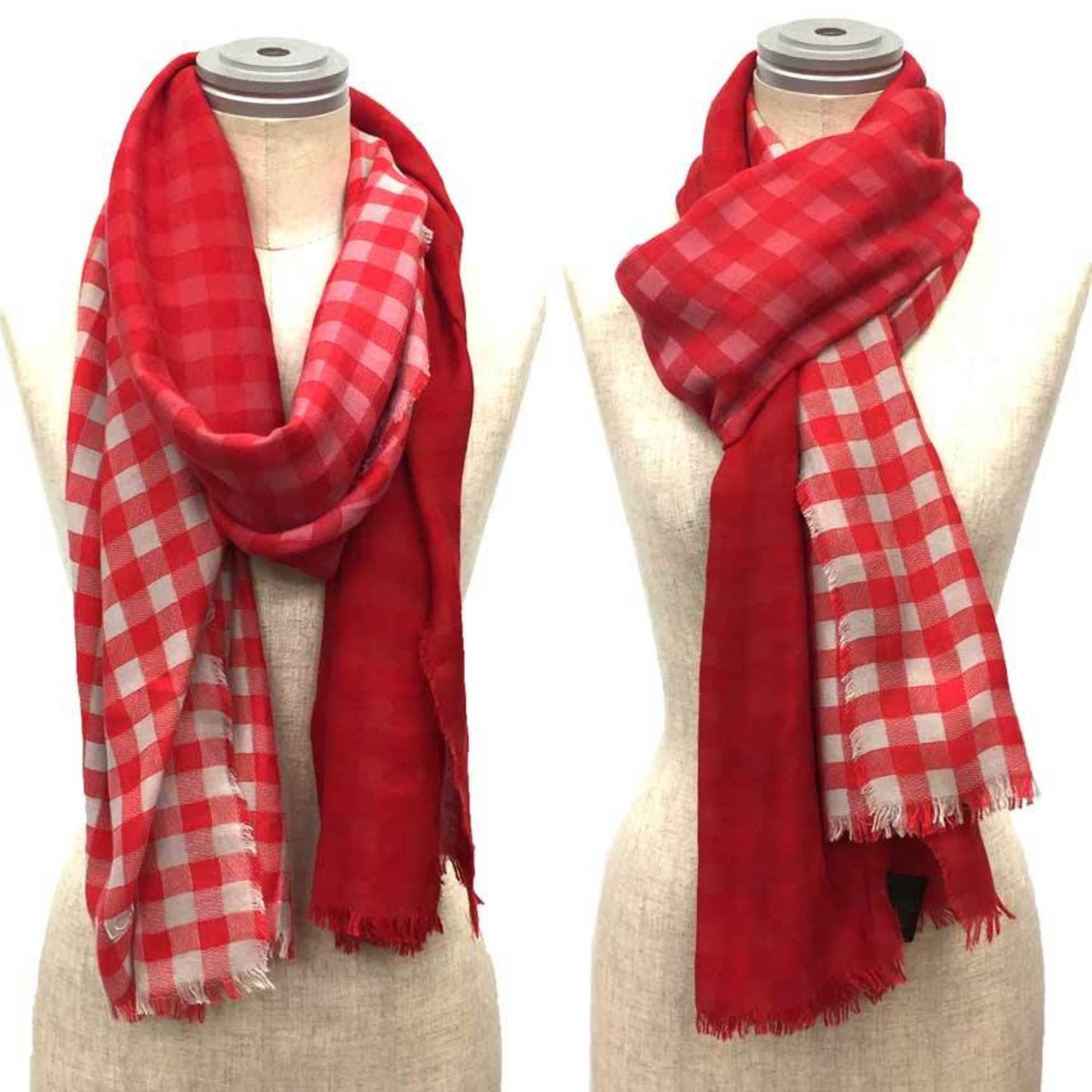 Louis Vuitton Etoile Masai Check Degradé Stole 100% Cotton Red Men's