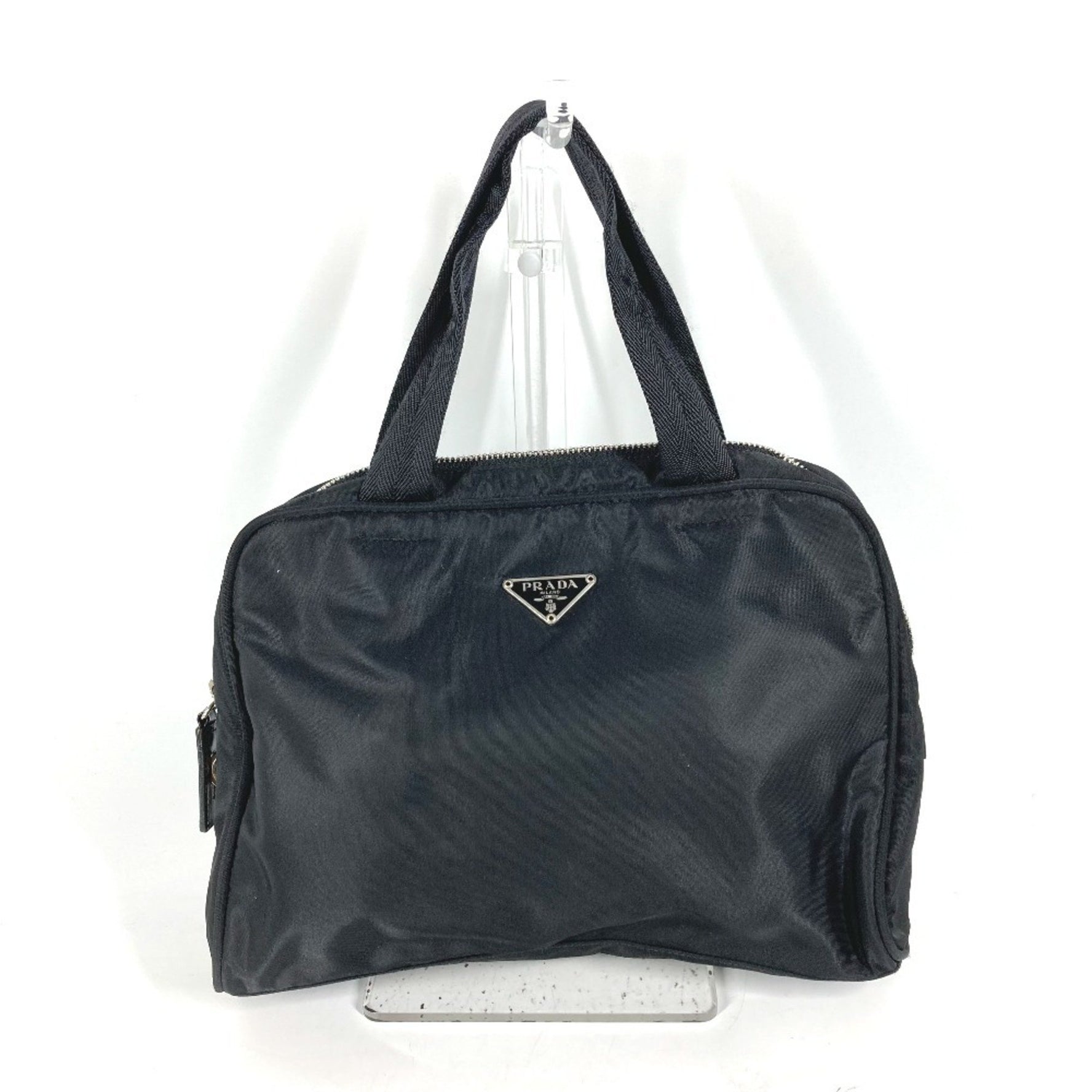 PRADA Triangle Logo Plate Handbag in Nylon
