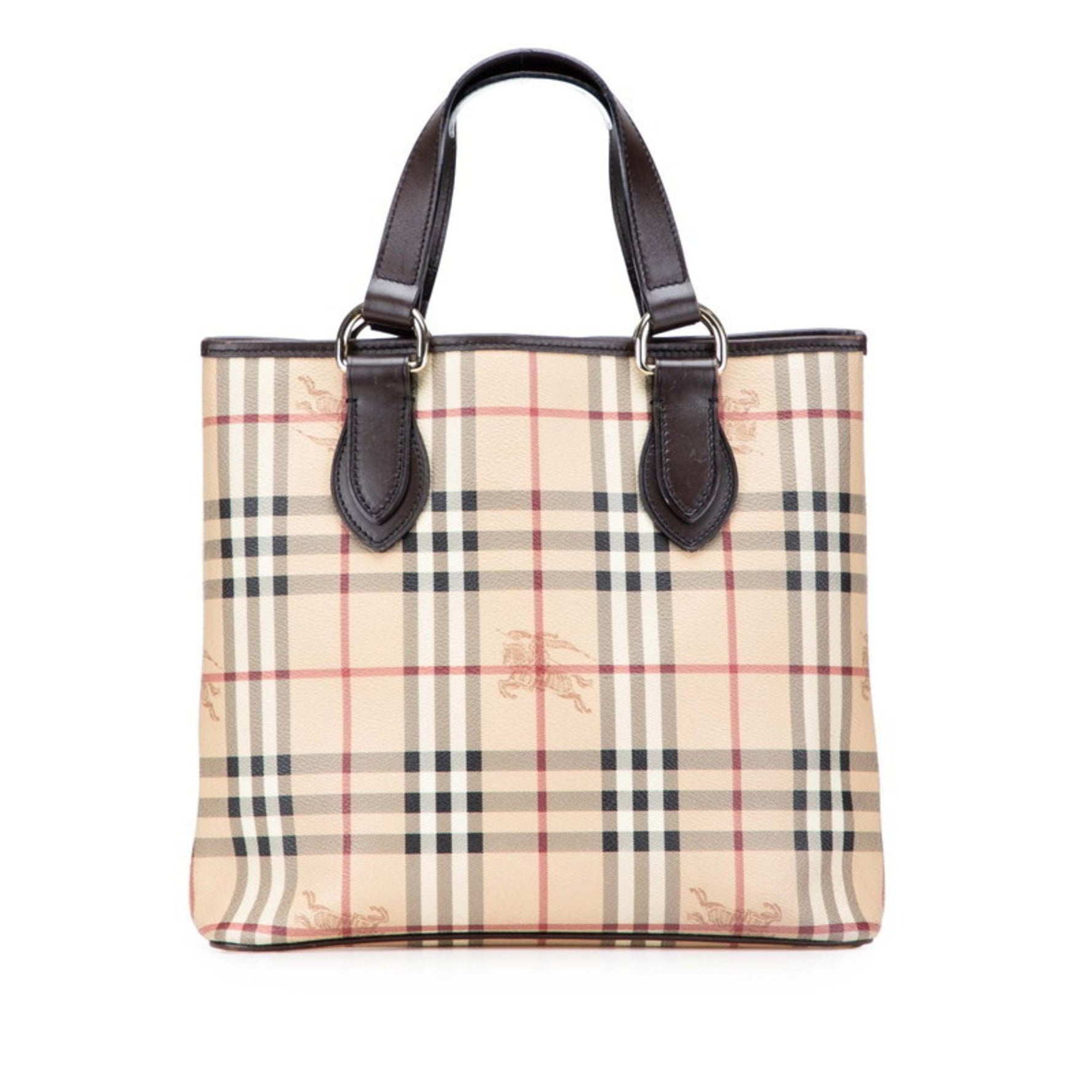 Burberry Nova Check Shadow Horse Tote Bag, Beige/Brown Leather