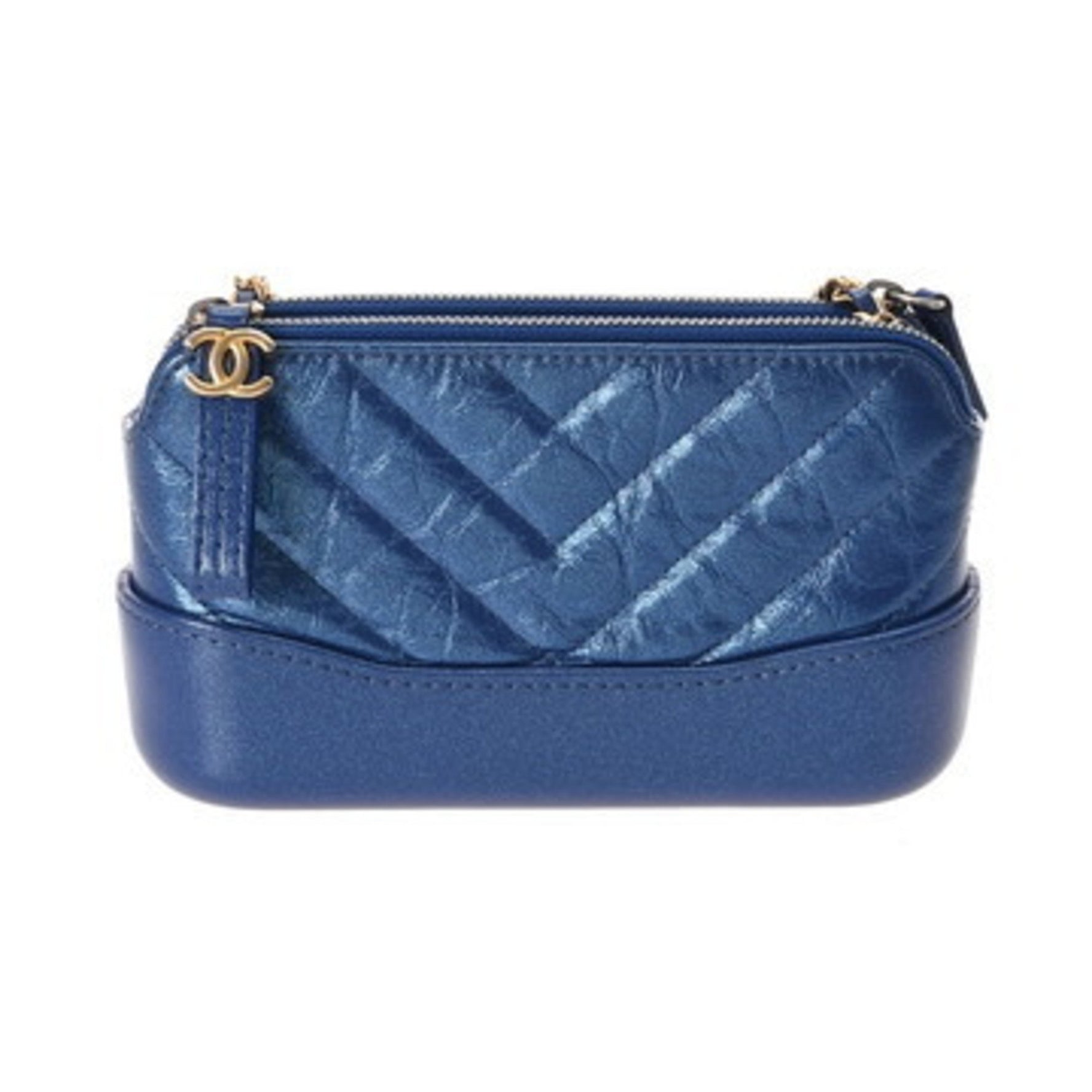 CHANEL Gabrielle de Metallic Blue Leather Shoulder Bag