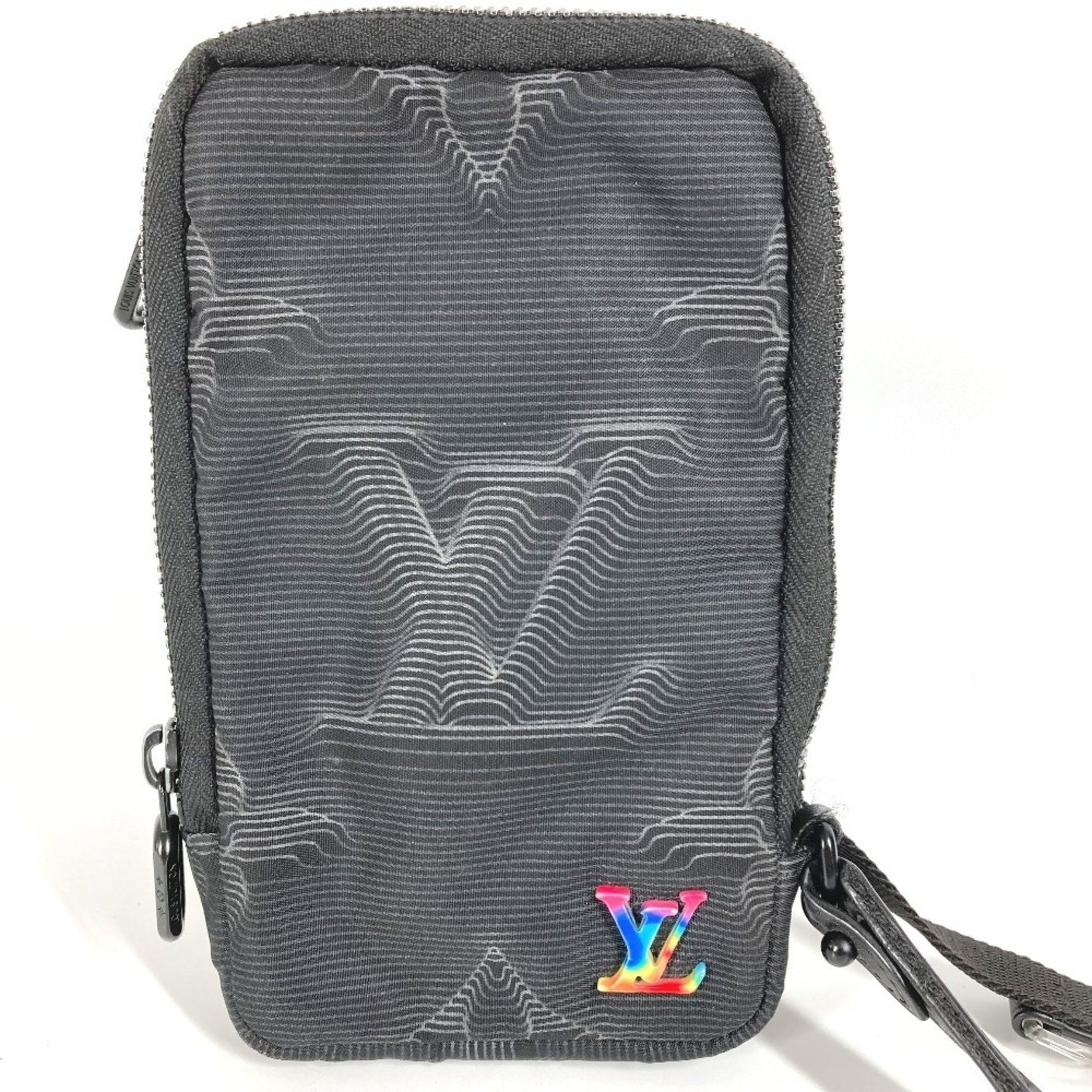 LOUIS VUITTON Monogram Double Phone Pouch/Shoulder Bag, Nylon, Unisex