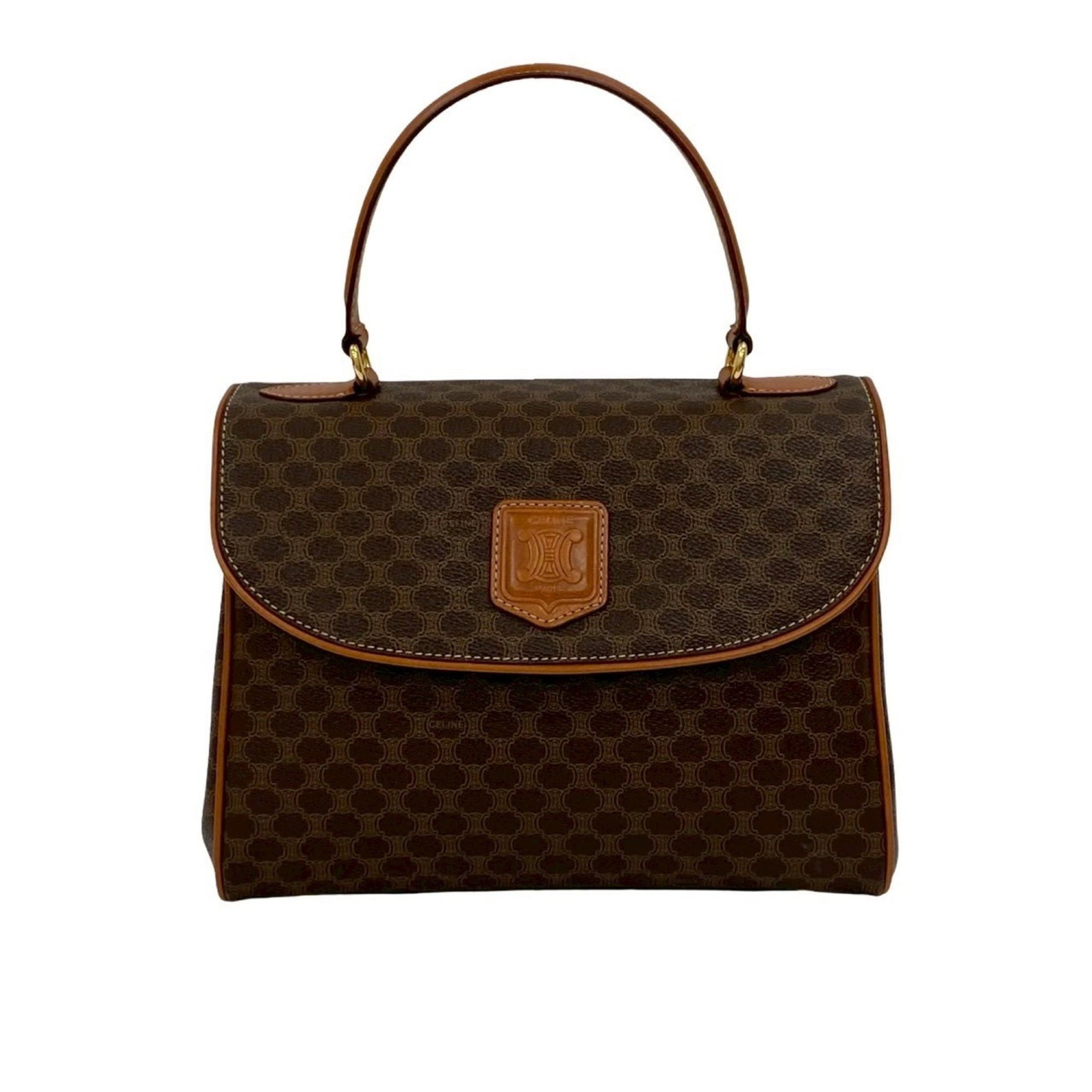 CELINE Macadam Blason with Triomphe Logo and Genuine Leather Handbag/Tote Bag