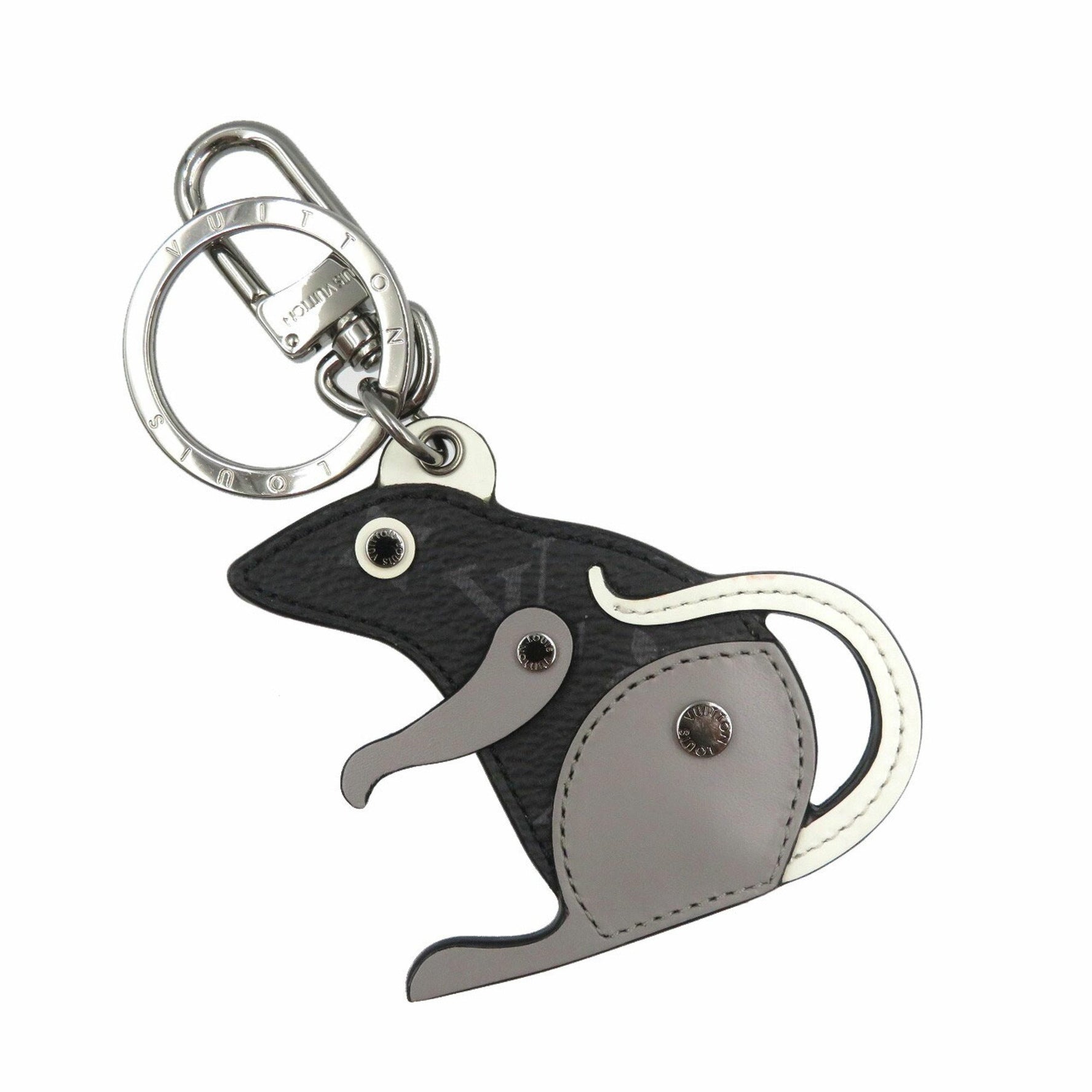 Louis Vuitton M68835 Porte Cle LV Rat Monogram Eclipse Metal Black Grey Keychain Bag Charm 1933LOUIS VUITTON