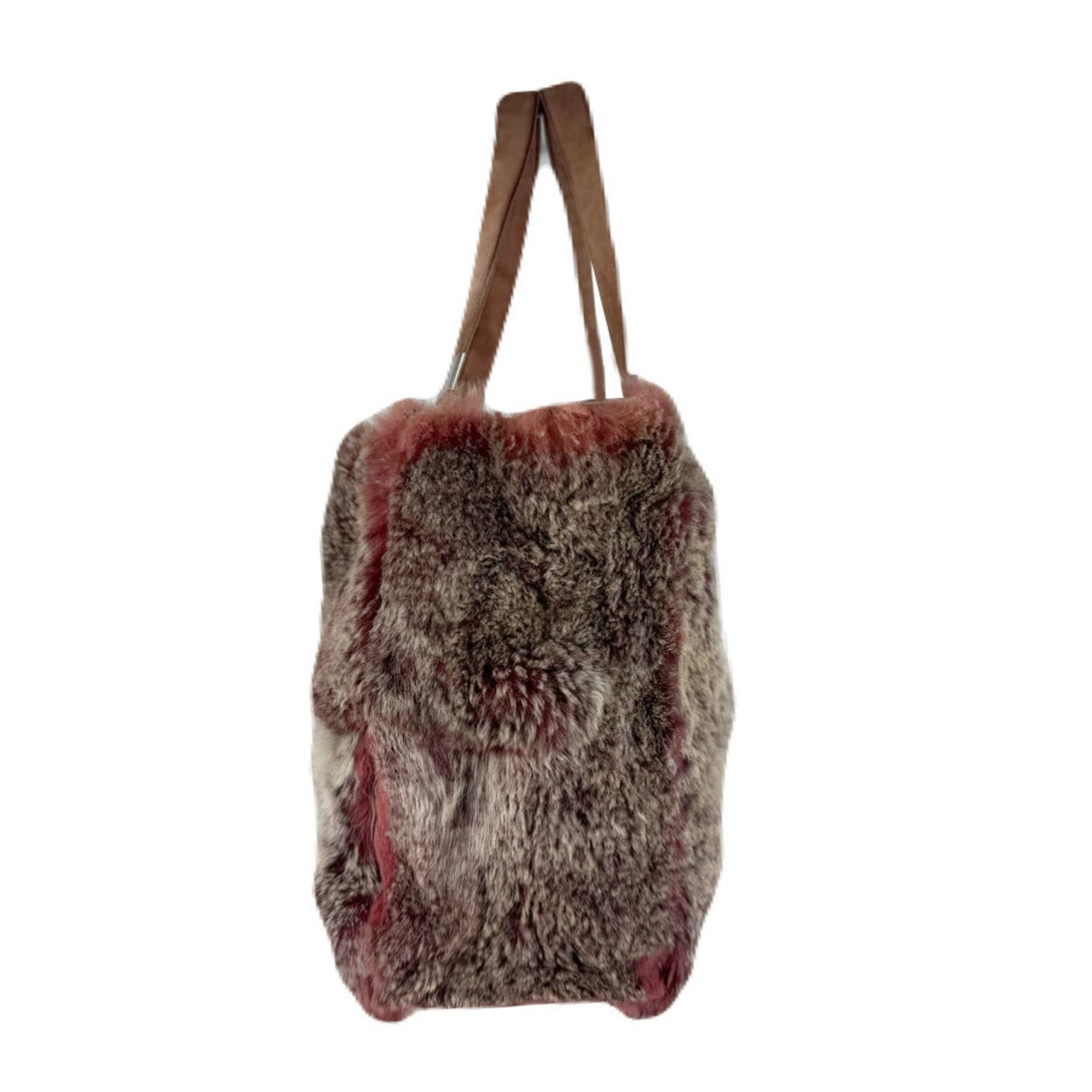 CHANEL Handbag, Fur and Suede, Red Brown