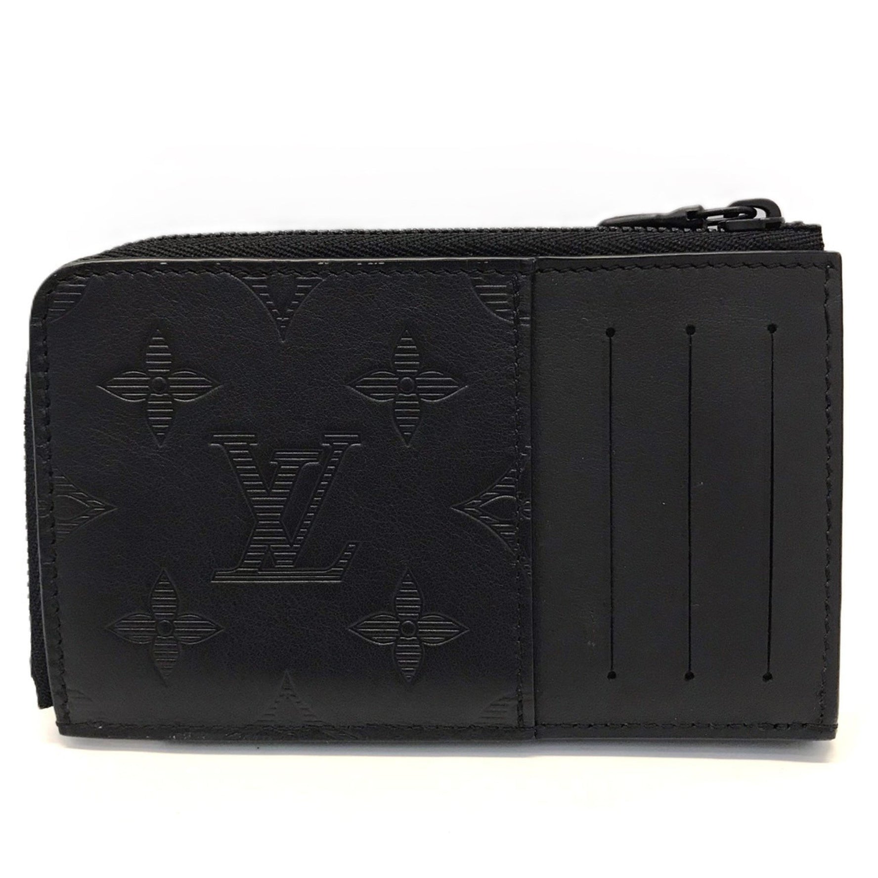 Louis Vuitton Hybrid Wallet Monogram Shadow Black Leather Noir Card Case Coin Folding