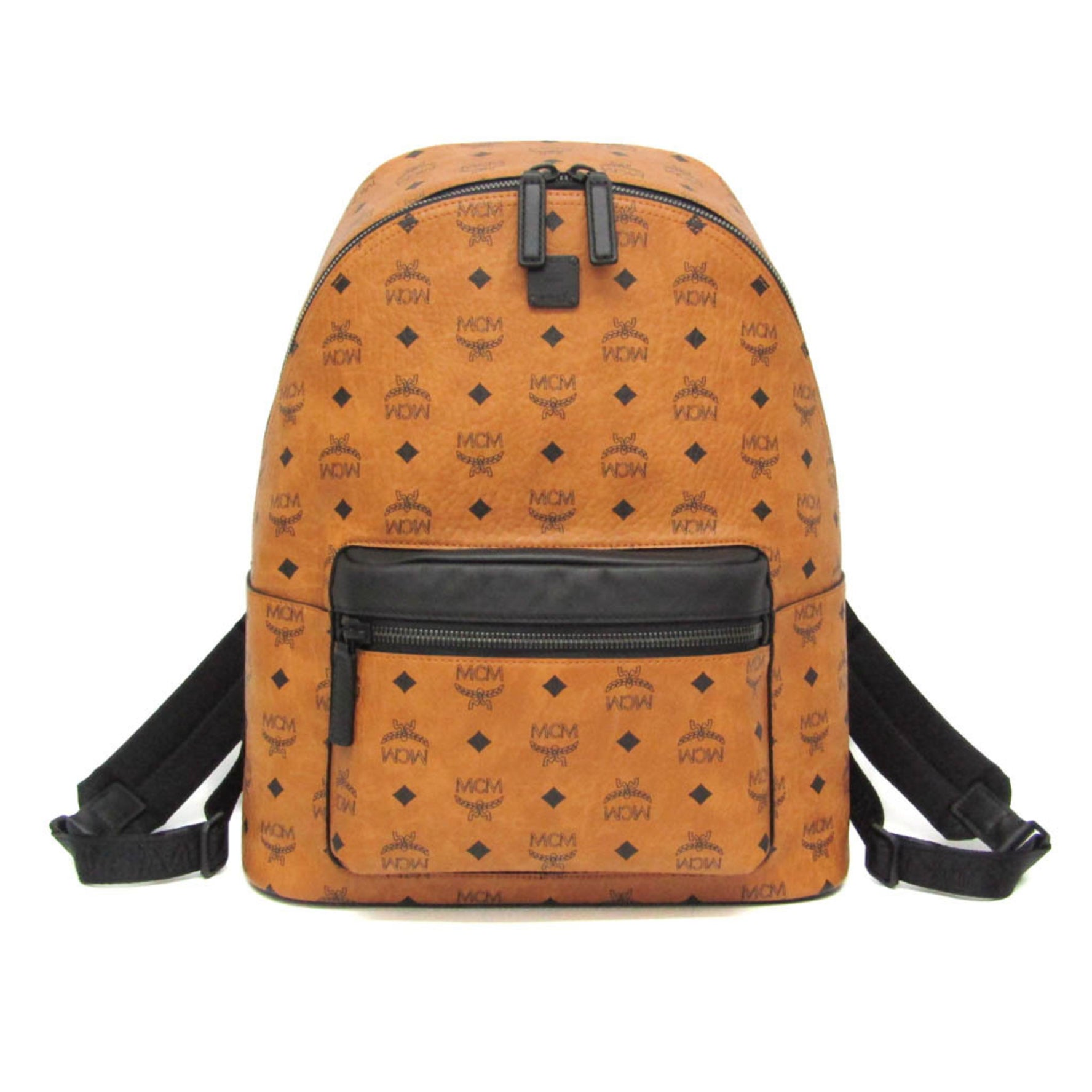 MCM Visetos Women,Men Leather Backpack Black,Brown