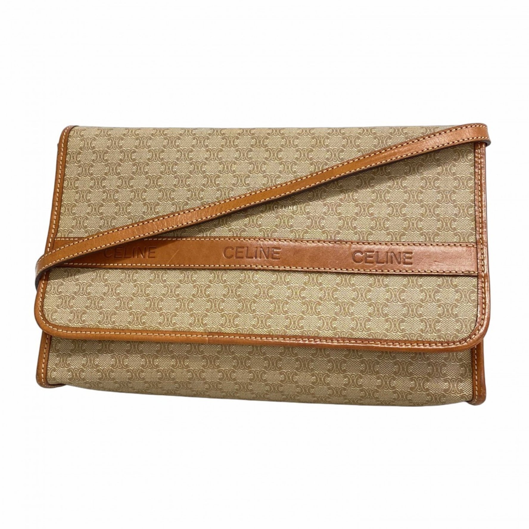 Celine Shoulder Bag Macadam Beige Brown