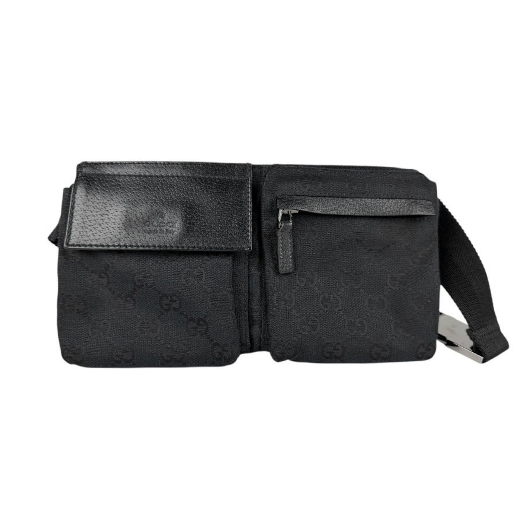 GUCCI Waist bag, body GG canvas, leather