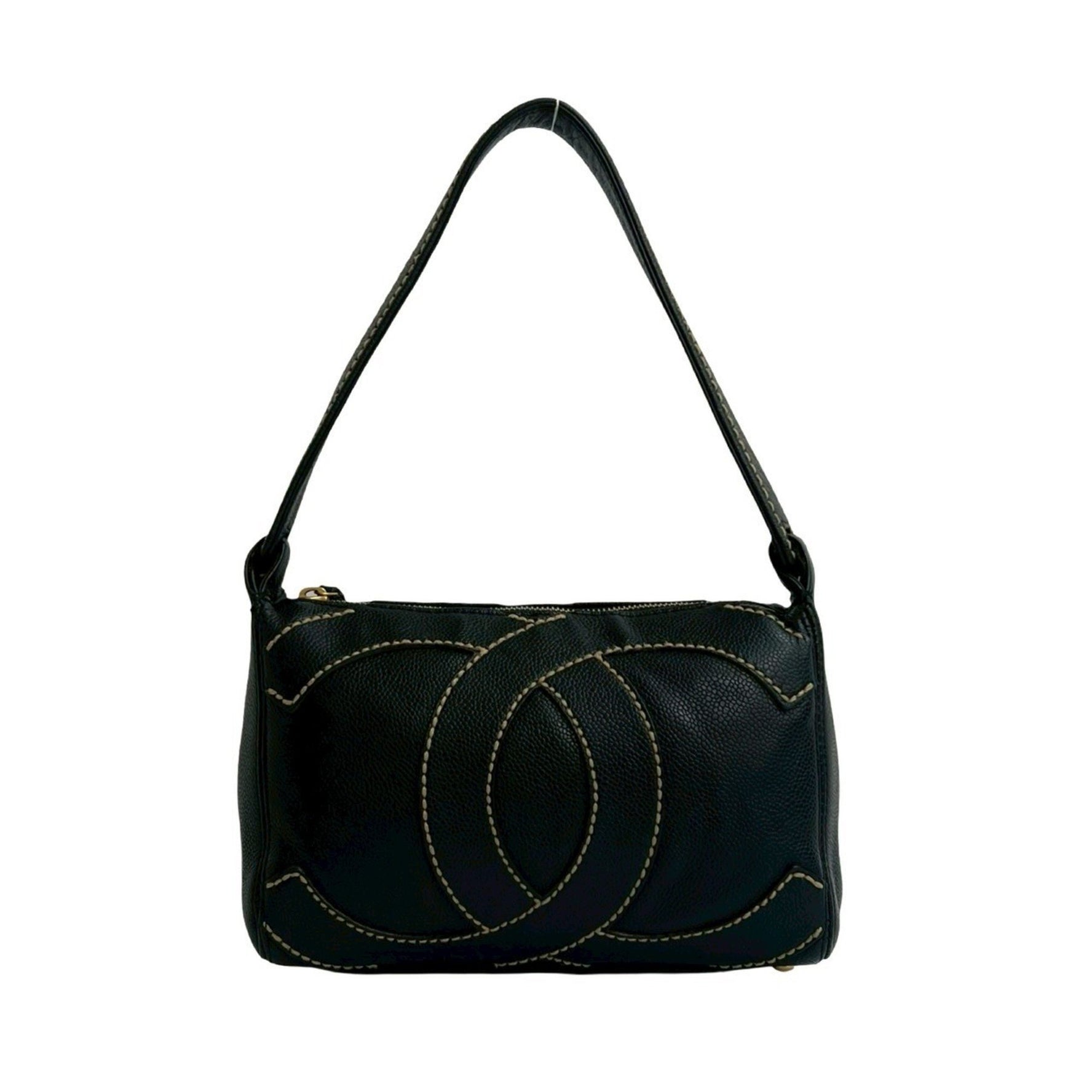 CHANEL Double-Face Coco Mark Stitched Caviar Leather Handbag