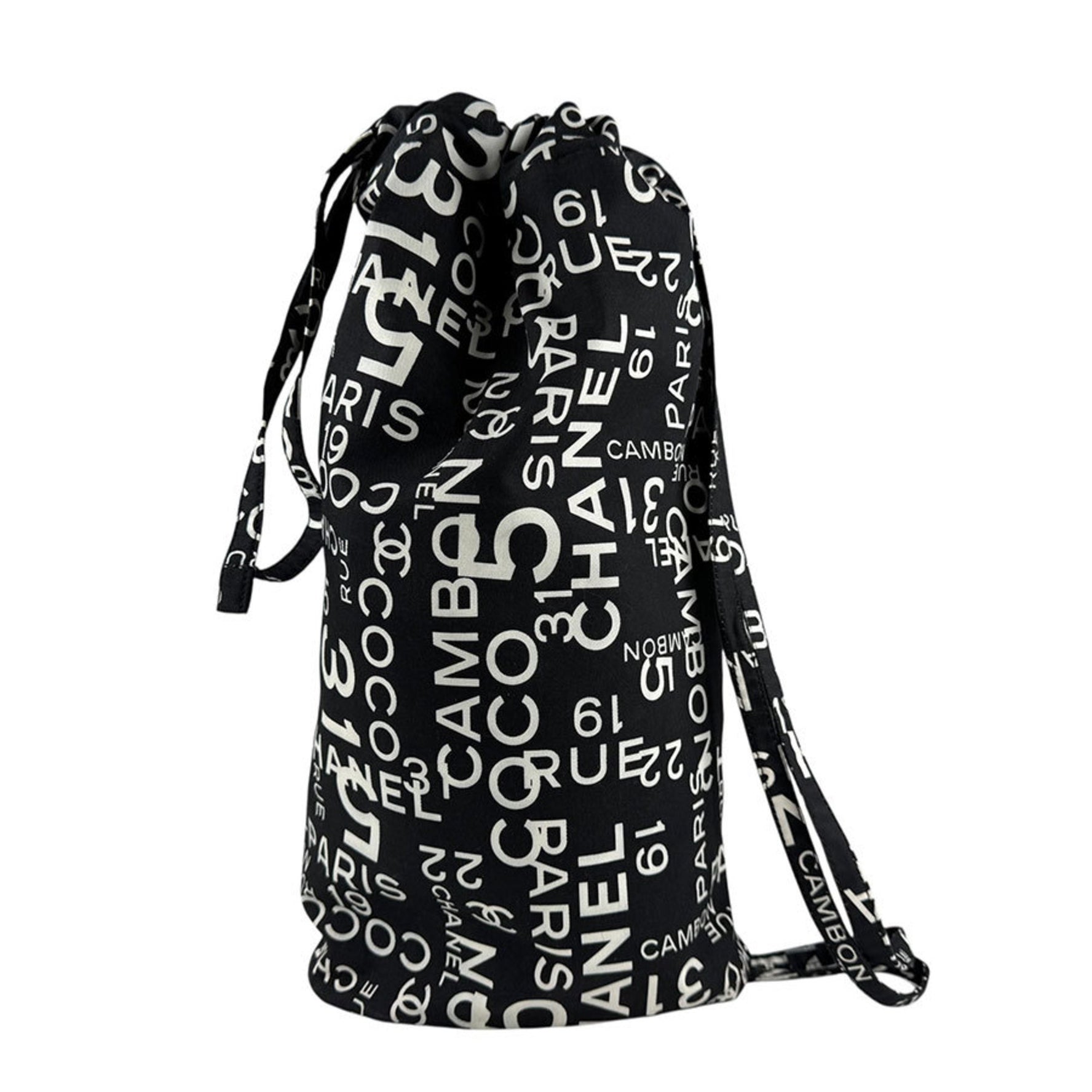 Chanel CHANEL Shoulder Bag Beach Bi-Cea Line Canvas Black x White Women's Z6552
