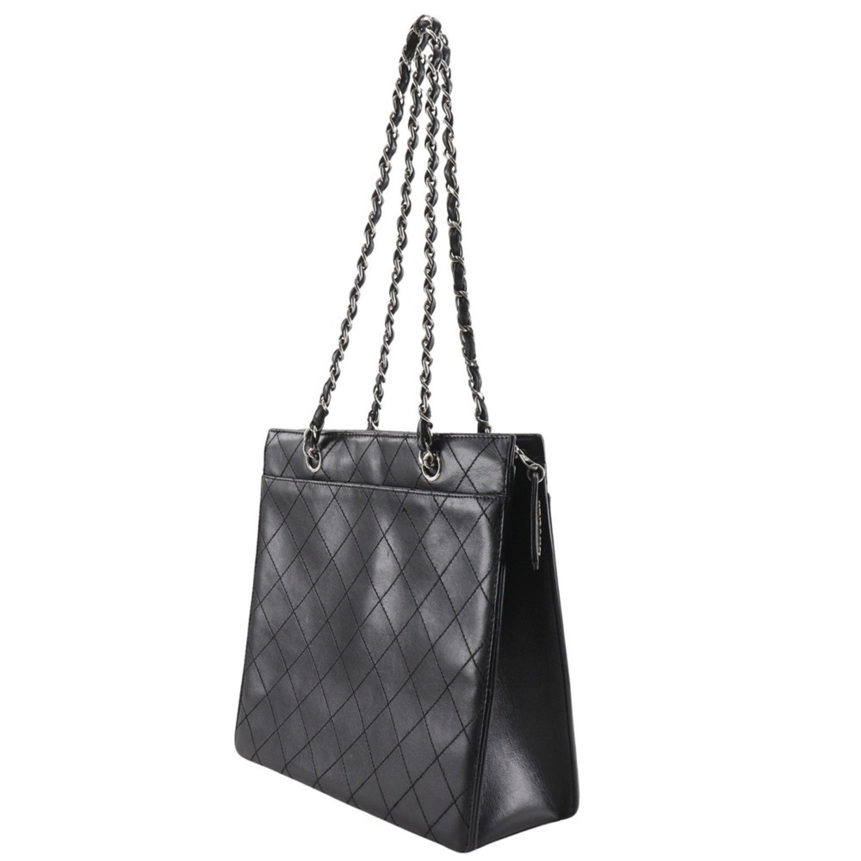 CHANEL Chain Tote Bag, Matelasse Caviar Leather