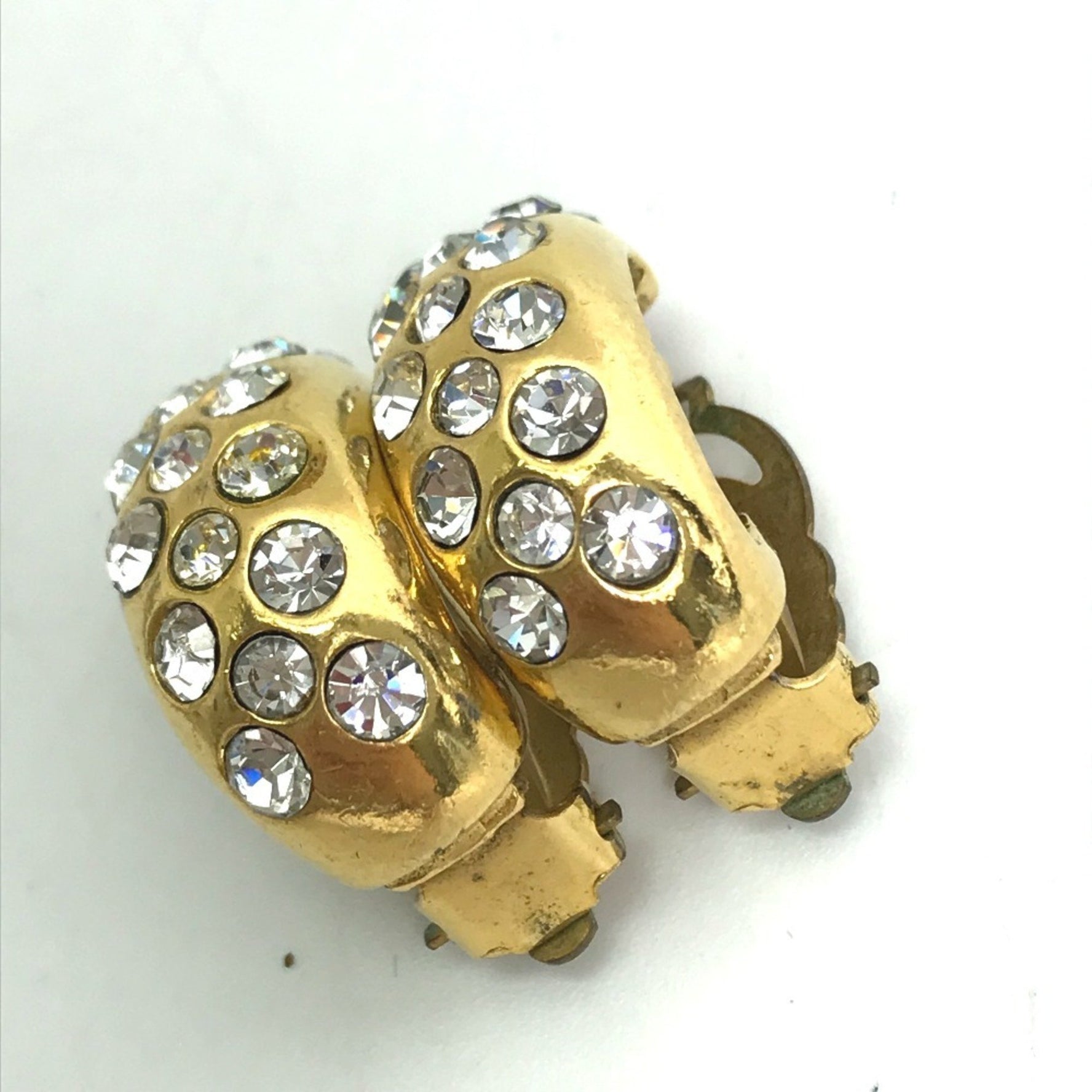 CHANEL Vintage Rhinestone Earrings, Metal