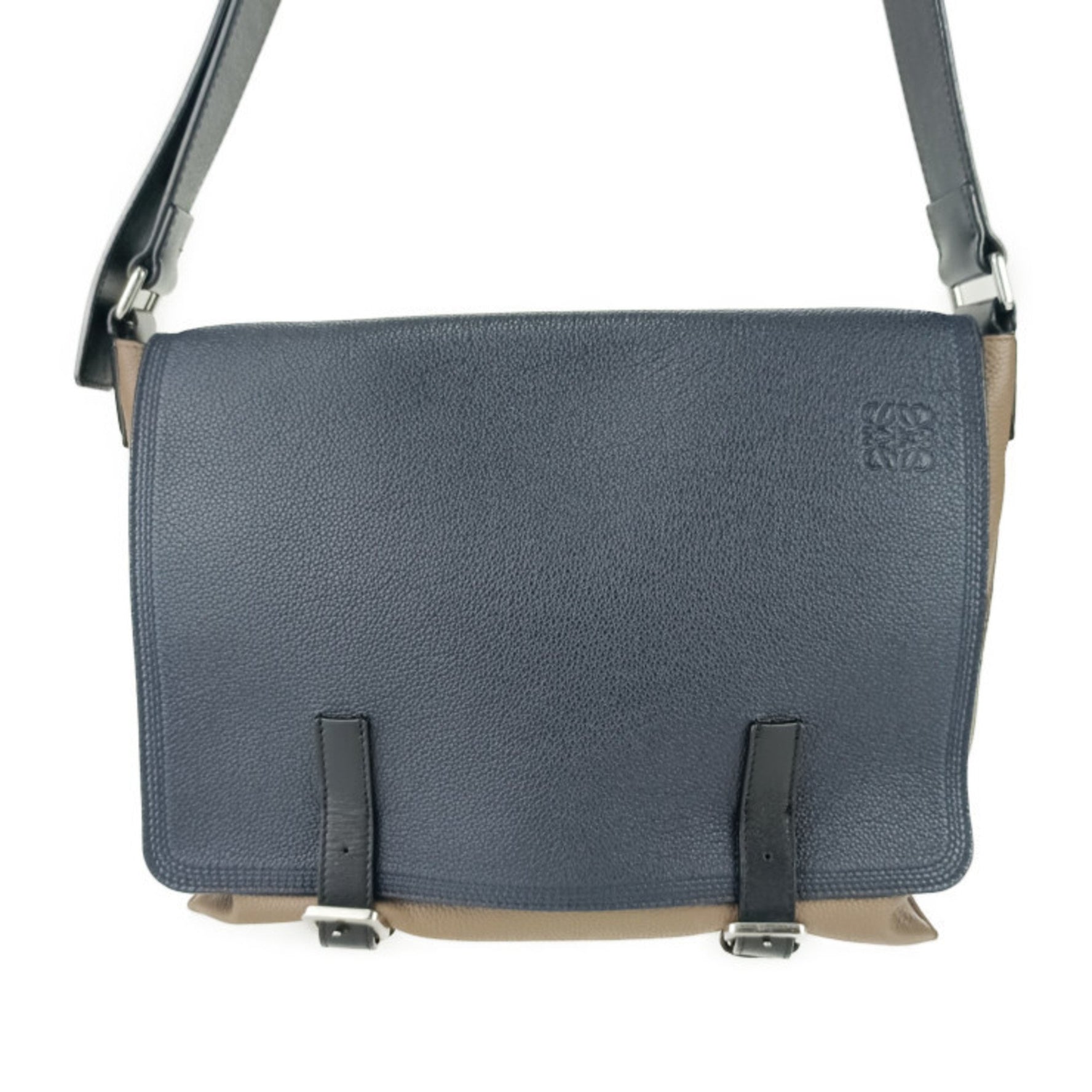 LOEWE Military Bag - Navy, Brown, Black Leather