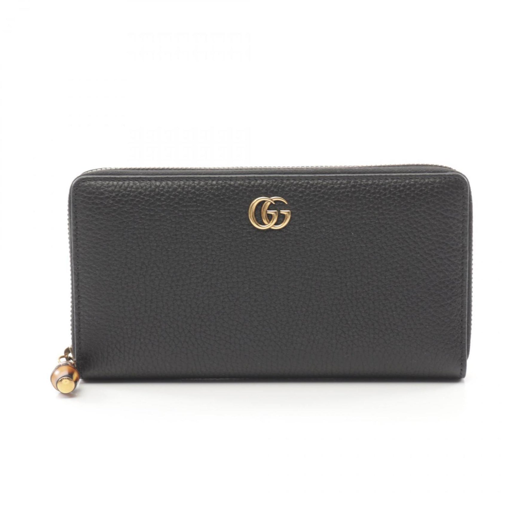 GUCCI Bamboo Round Long Wallet Leather Women's Black 739499AABXM1000