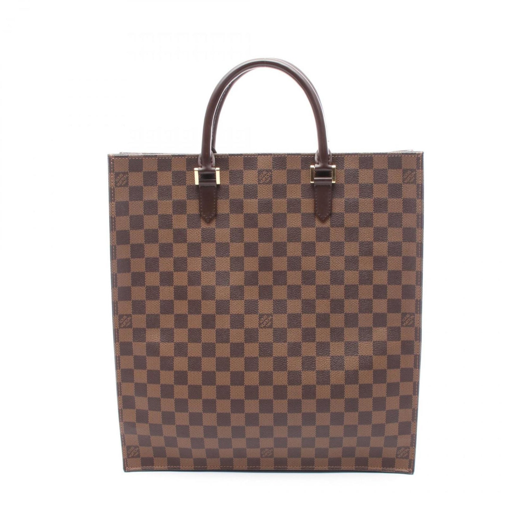 Louis Vuitton Sac Plat Damier Ebene Tote Bag Coated Canvas Leather