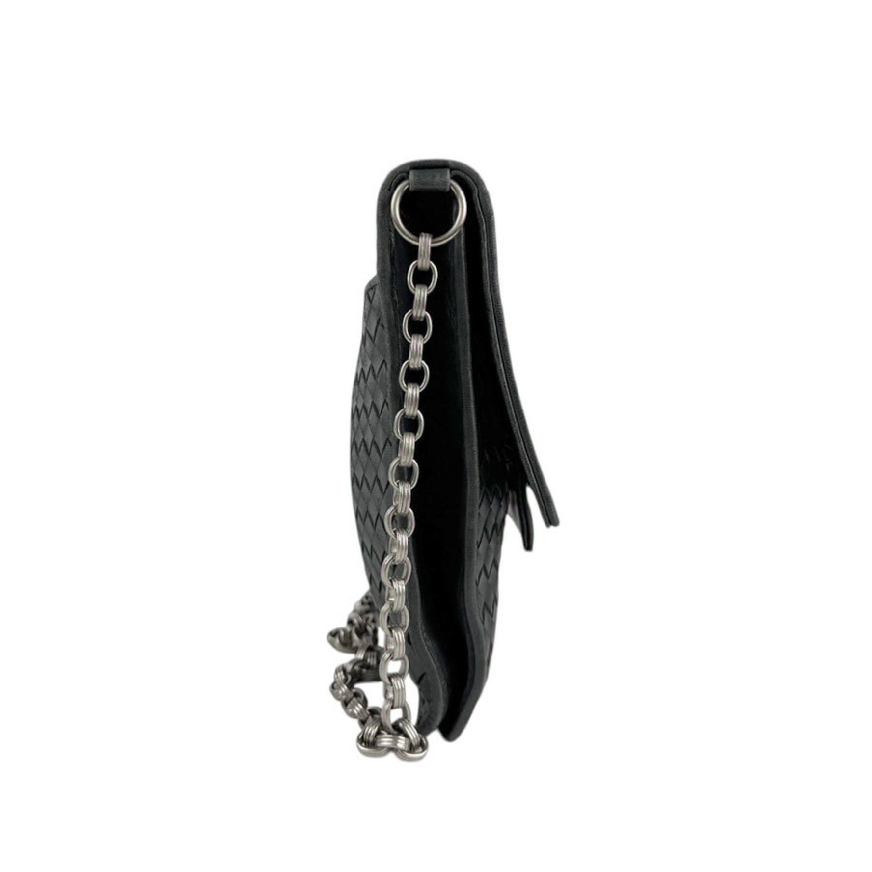 Bottega Veneta Shoulder Bag Intrecciato Leather Metal Black Silver