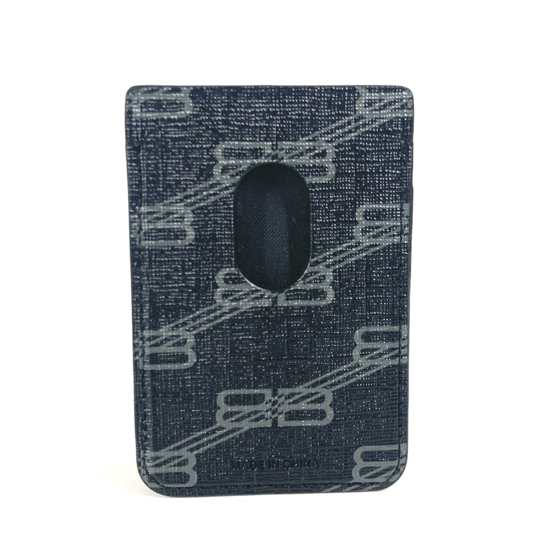BALENCIAGA Logo Magsafe Business Card Holder Pass Case Holder/Card Leather Men's Women's Black