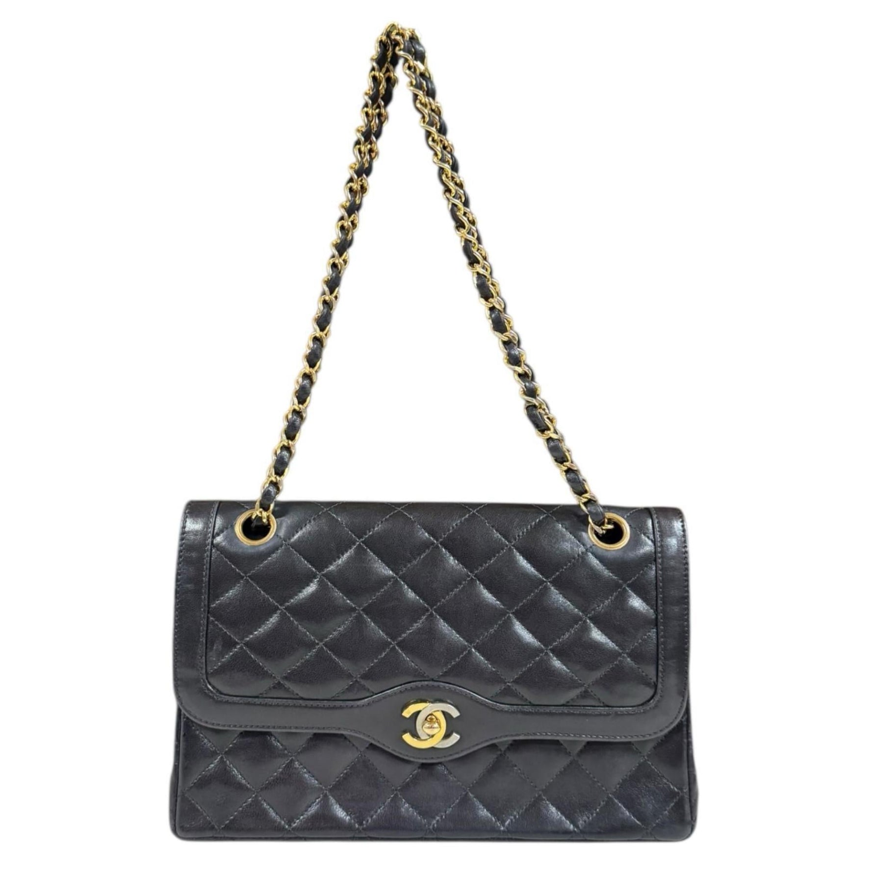 Chanel Paris Limited Edition Matelasse Shoulder Bag Lambskin Double Chain Flap