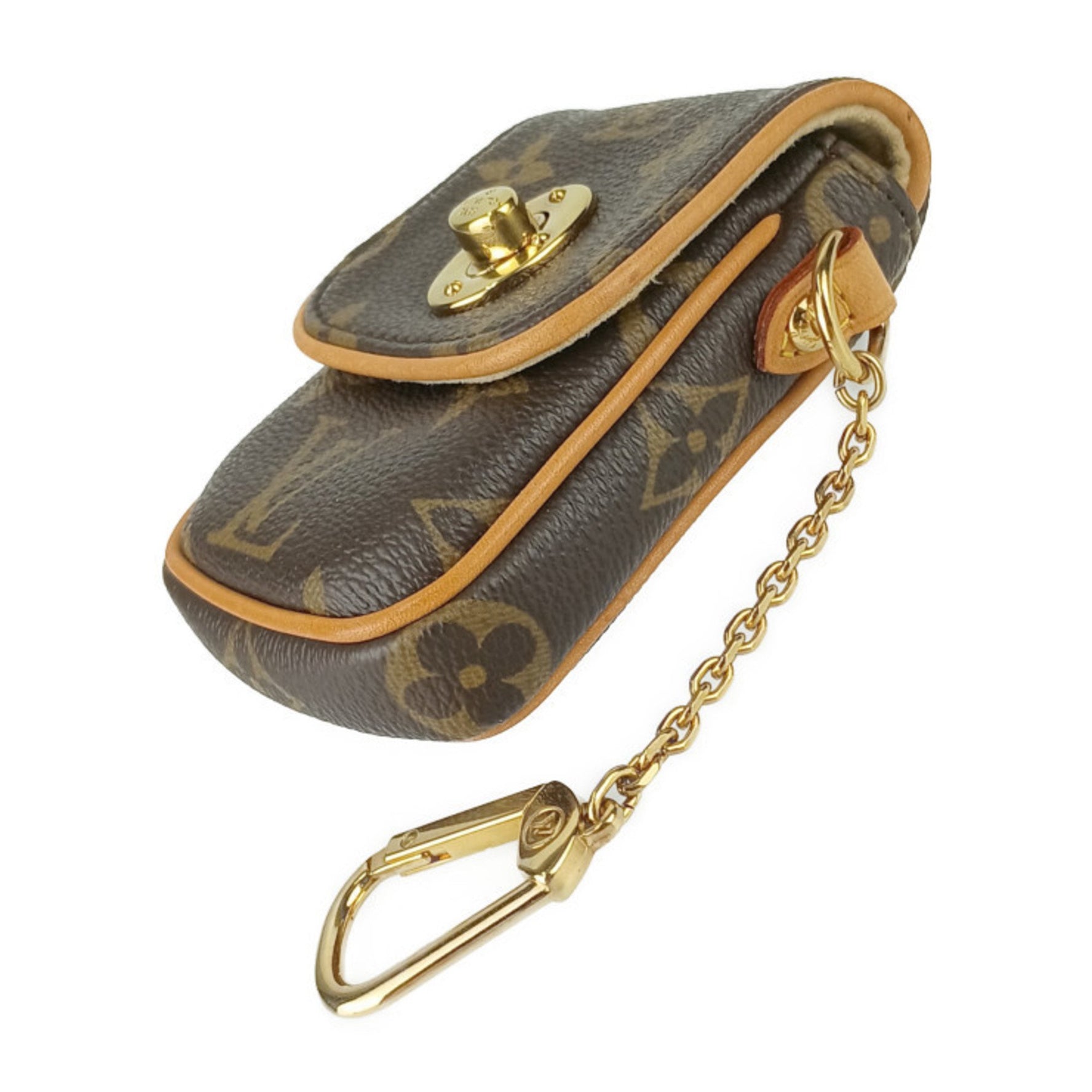LOUIS VUITTON Louis Vuitton Pouch Monogram Pochette Traum M60020 Brown Leather Men's Women's Turn Lock