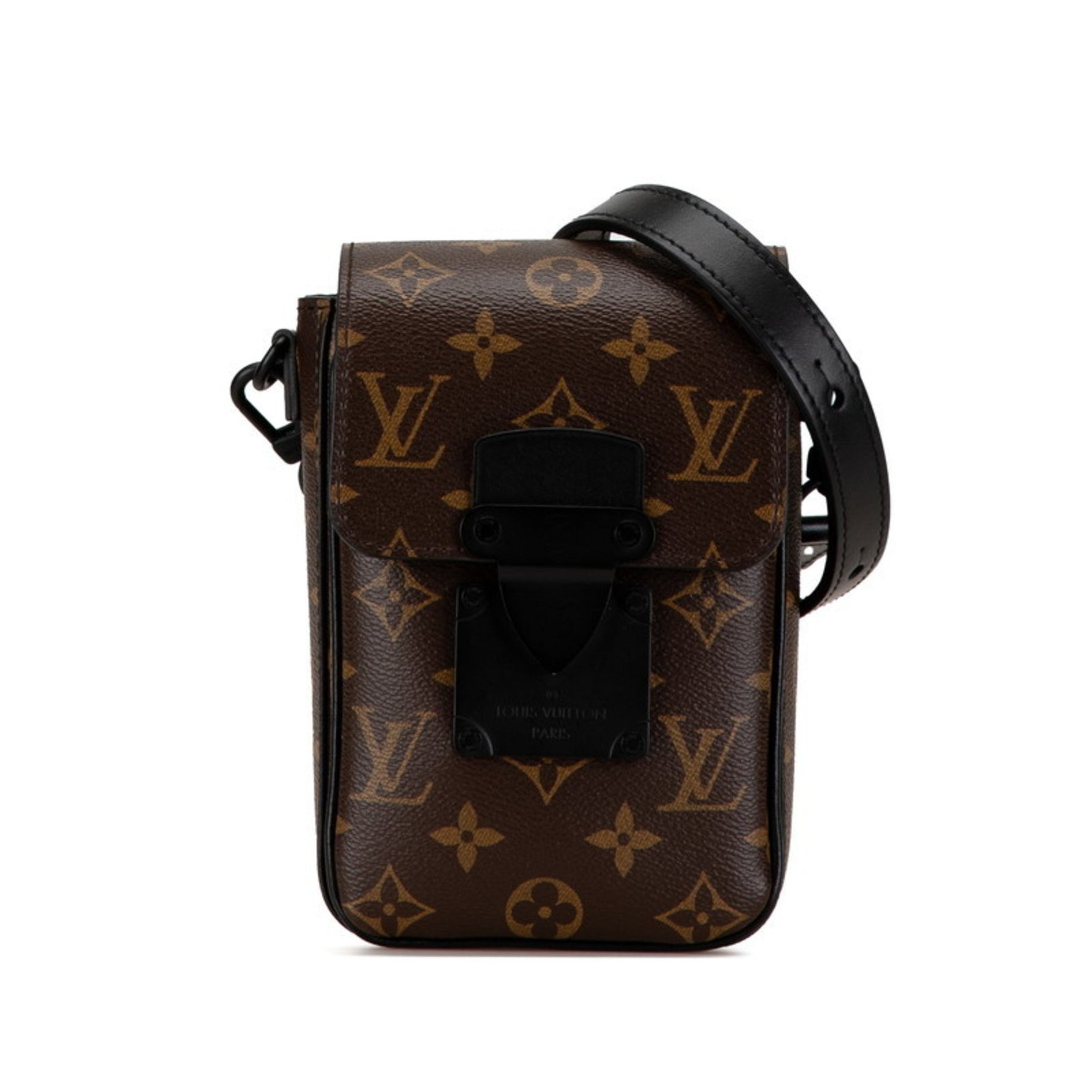 Louis Vuitton Monogram Macassar S-Lock Vertical Wearable Shoulder Bag Brown Black PVC Leather
