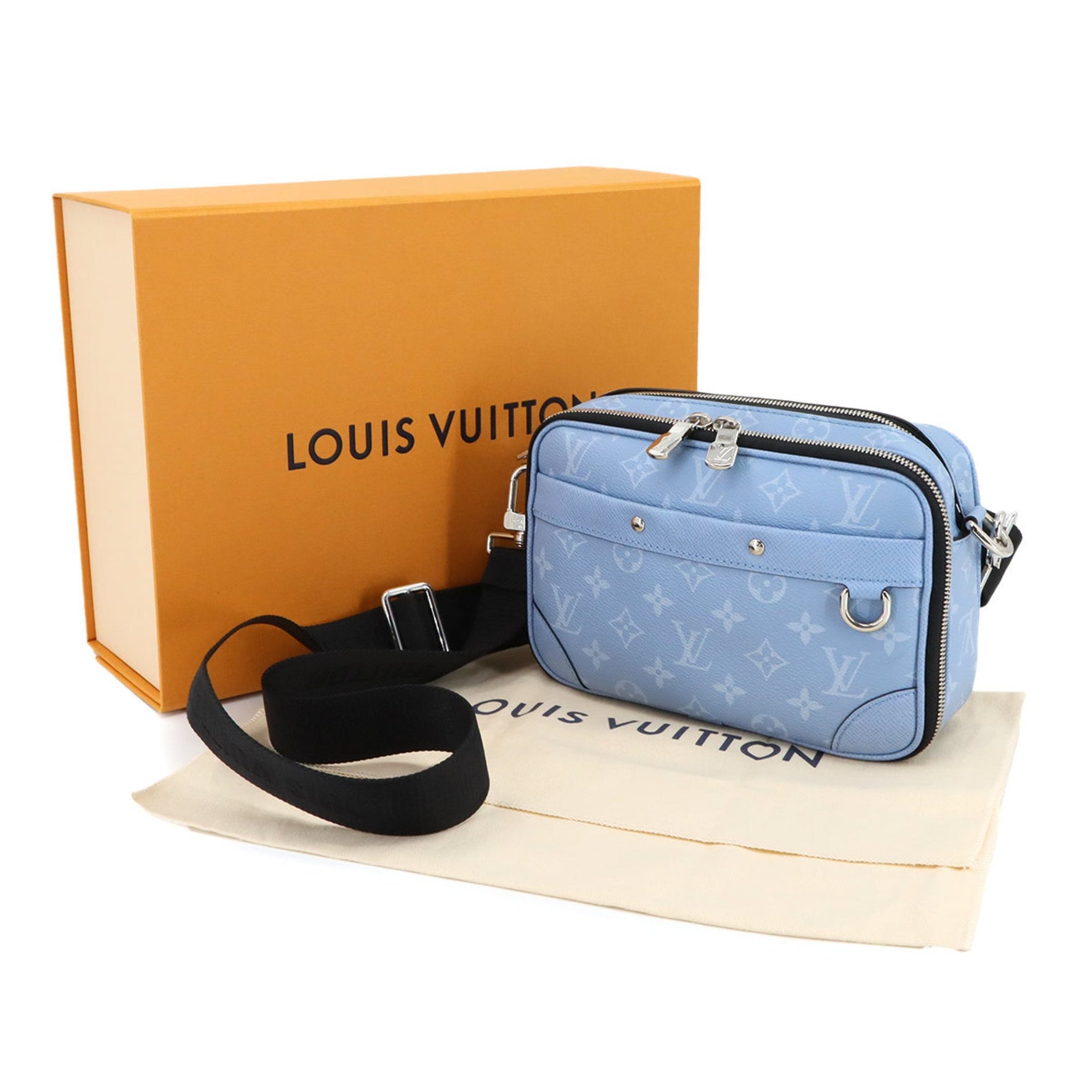 Louis Vuitton Taigarama Alpha Shoulder Bag in Blue Ciel, RFID Messenger