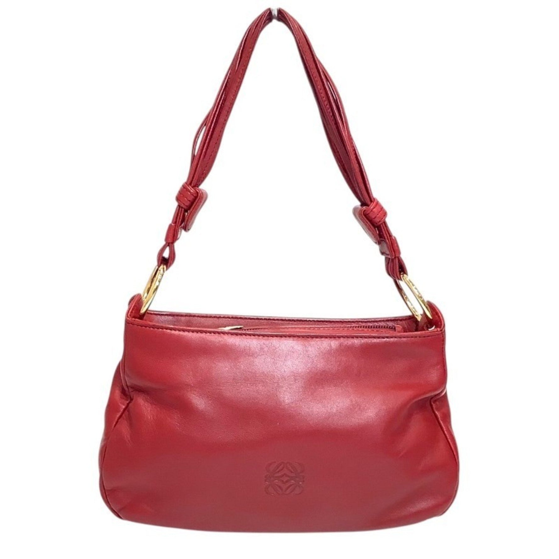 LOEWE Anagram Nappa Leather Handbag, Red