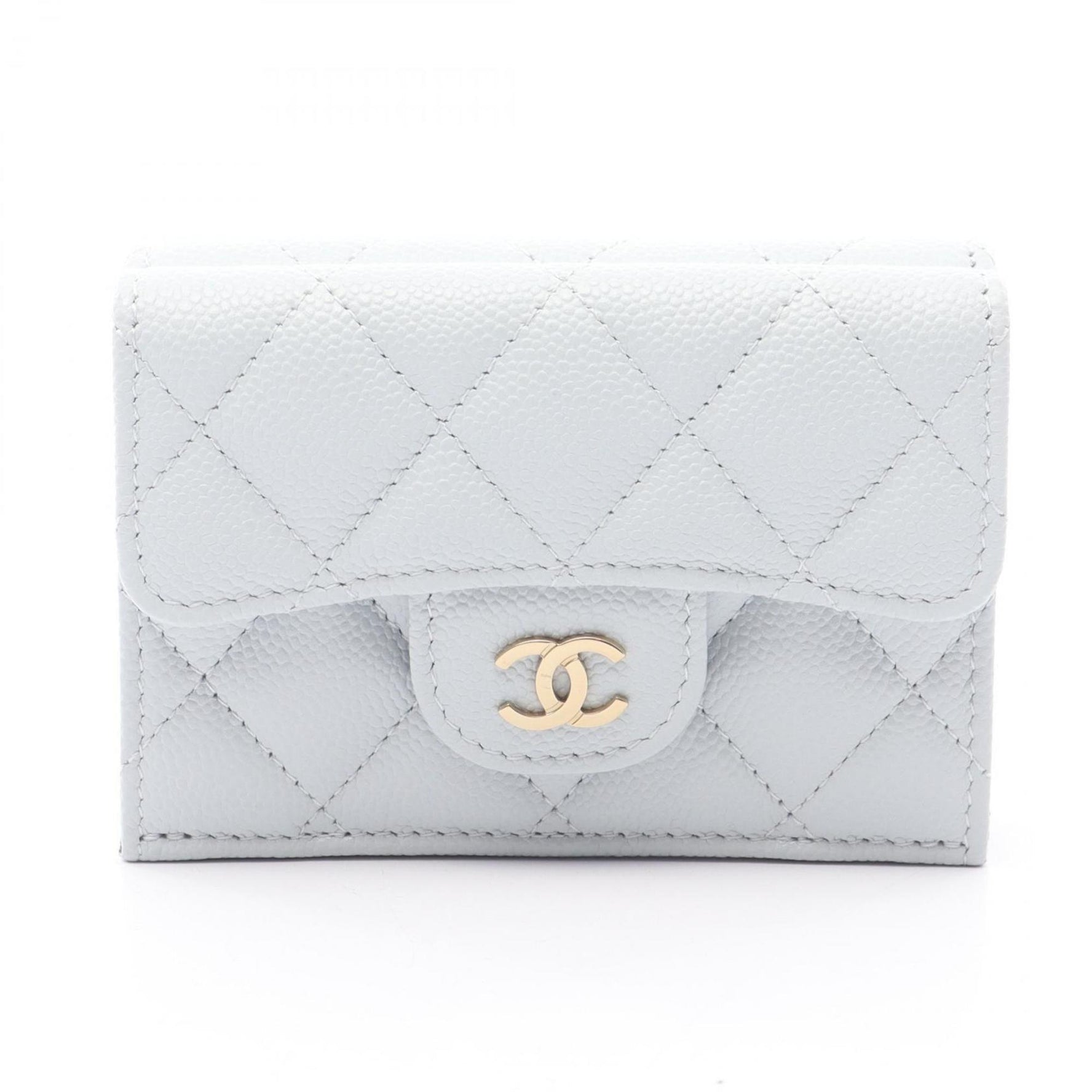 CHANEL Classic Small Flap Wallet Matelasse Trifold in Calfskin Leather, Blue