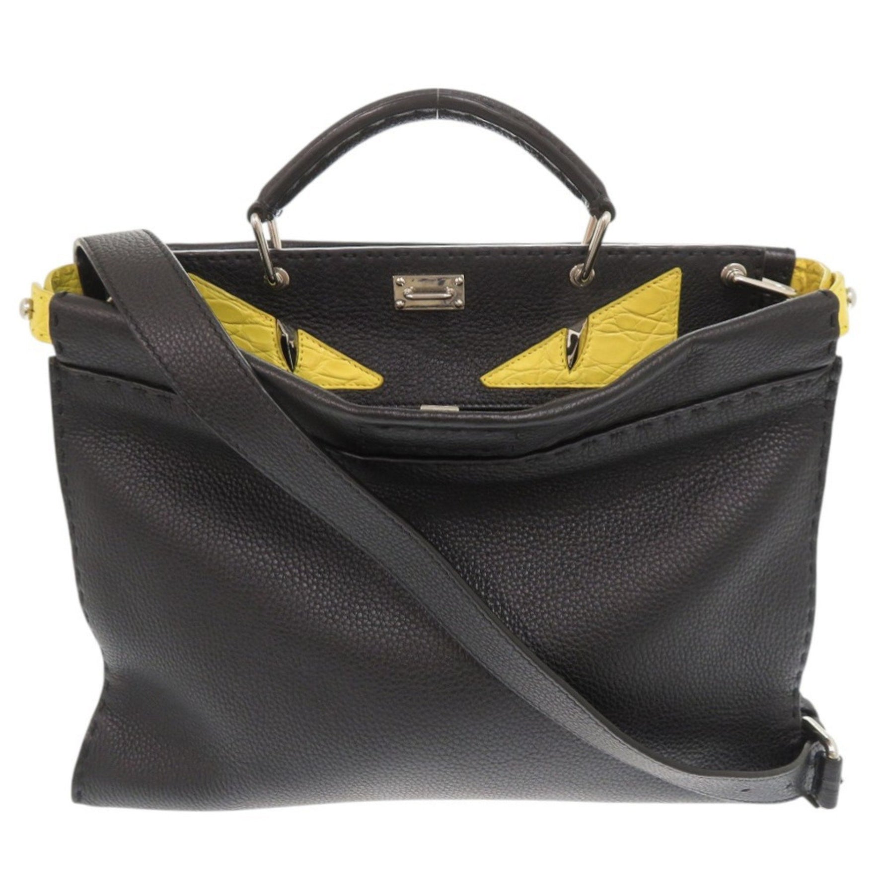 Fendi Selleria Peekaboo Monster Bugseye Leather Black Handbag/Shoulder Bag