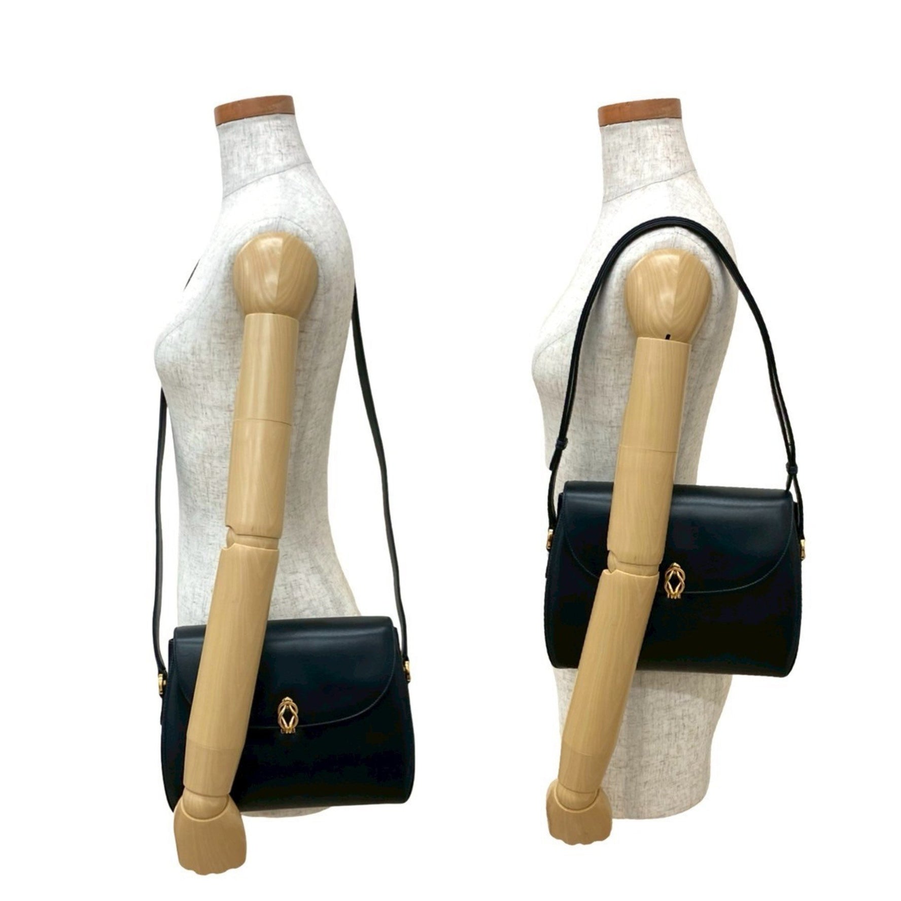 GUCCI Vintage Calf Leather Shoulder Bag with Hardware, Dark