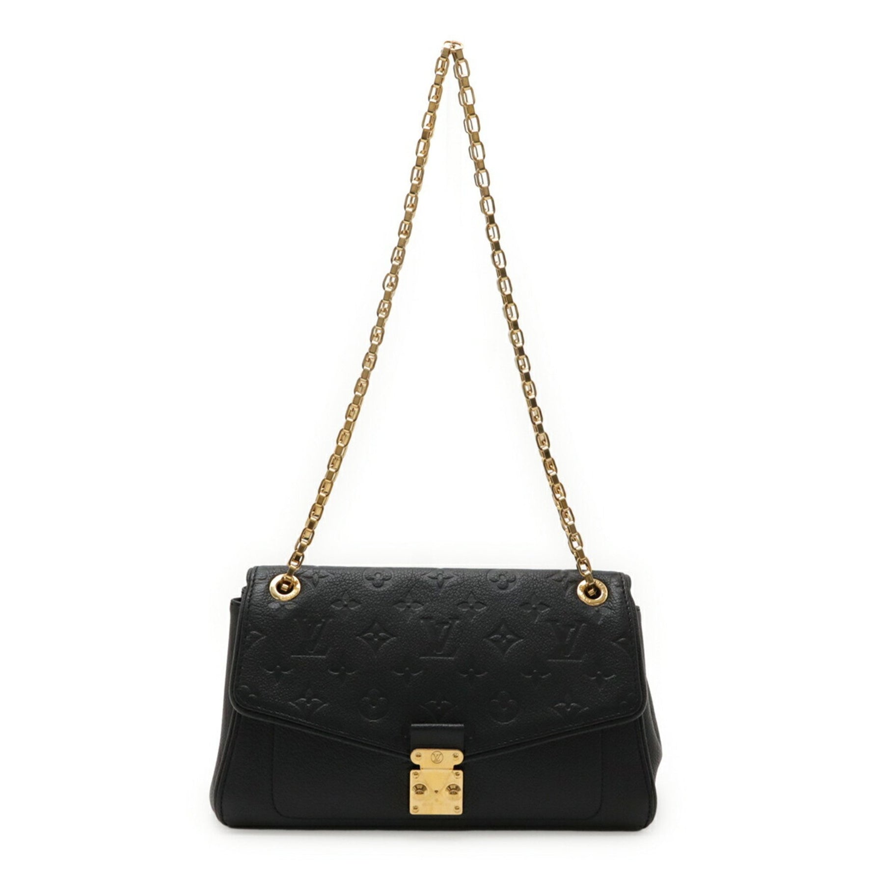LOUIS VUITTON Monogram Empreinte Saint-Germain PM Chain Shoulder Bag in Black (Noir)