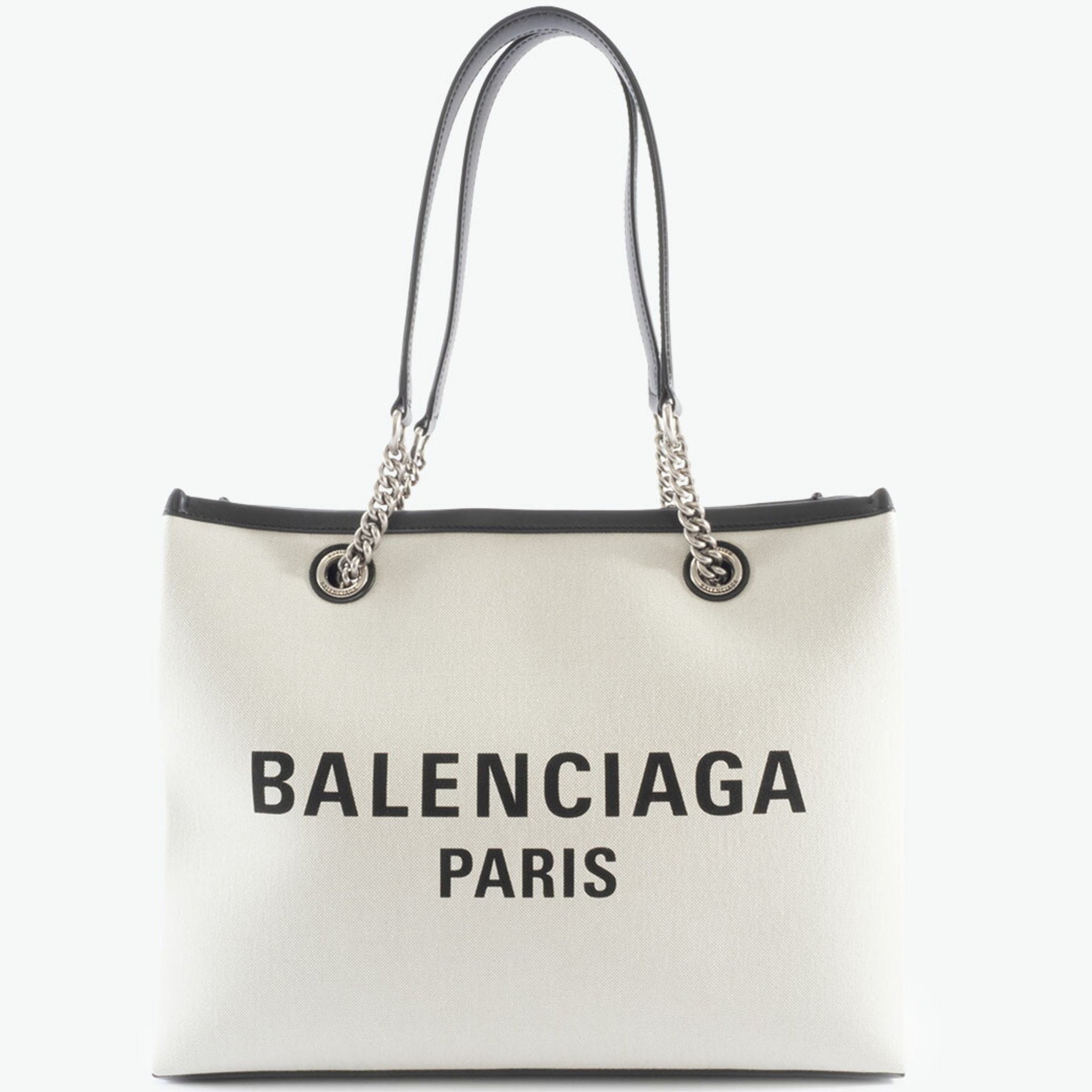 Balenciaga Duty Free Tote Bag in Natural Cotton and Calfskin