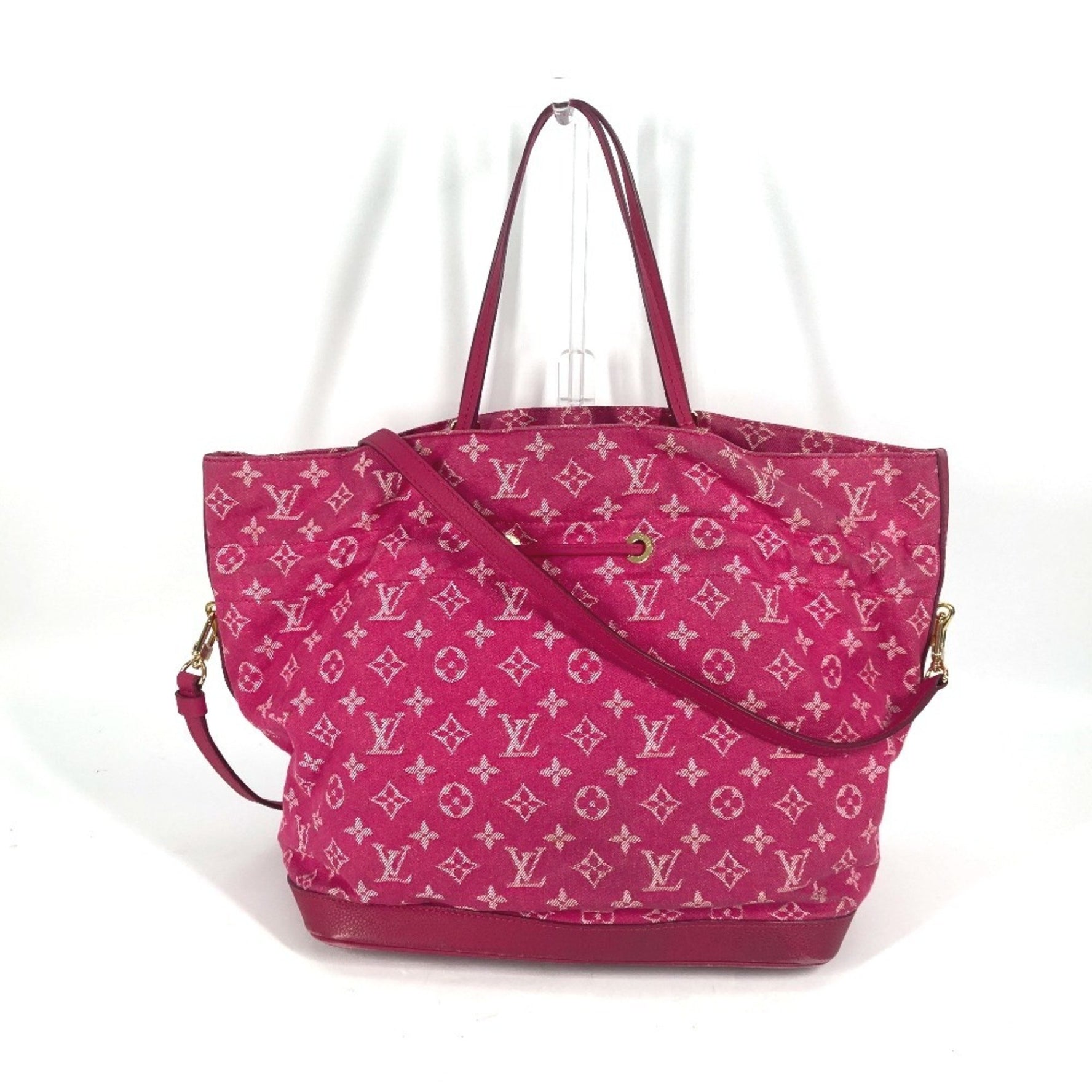 LOUIS VUITTON M40870 Monogram Denim Noefull MM Bucket Tote Bag/Drawstring Shoulder Bag in Denim, Women's, Rose Indigo Pink