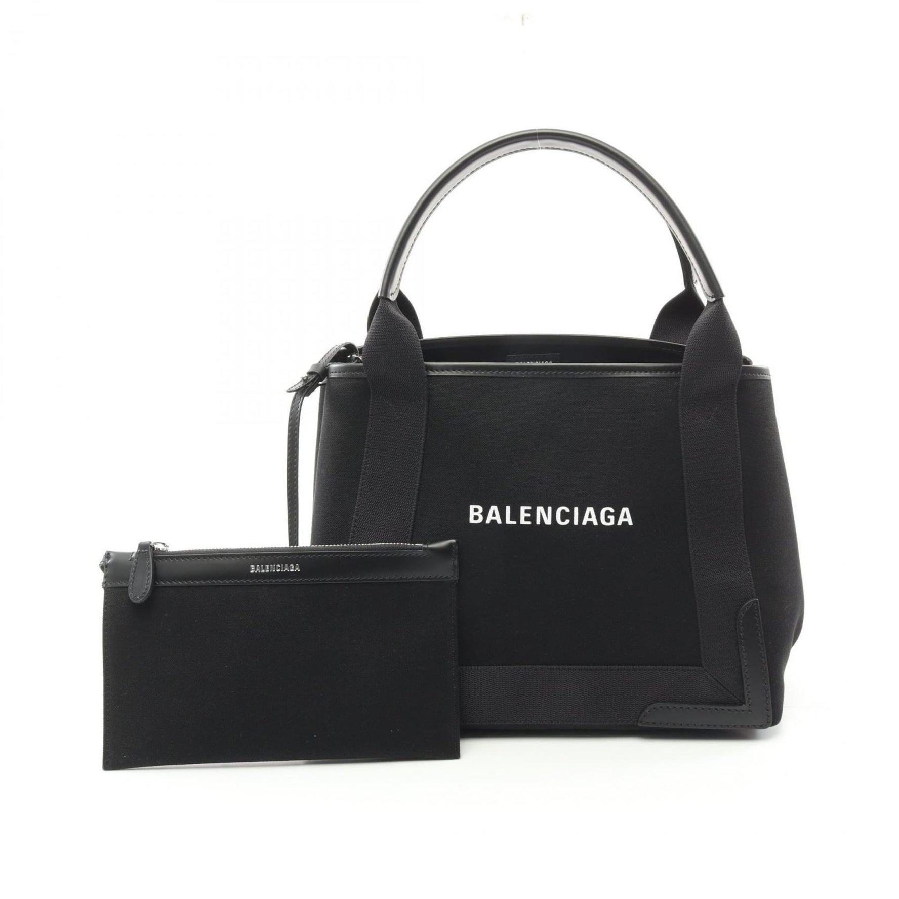 BALENCIAGA NAVY CABAS S Navy Cabas Tote Bag Canvas Leather Women's Black 3399332HH3N1000