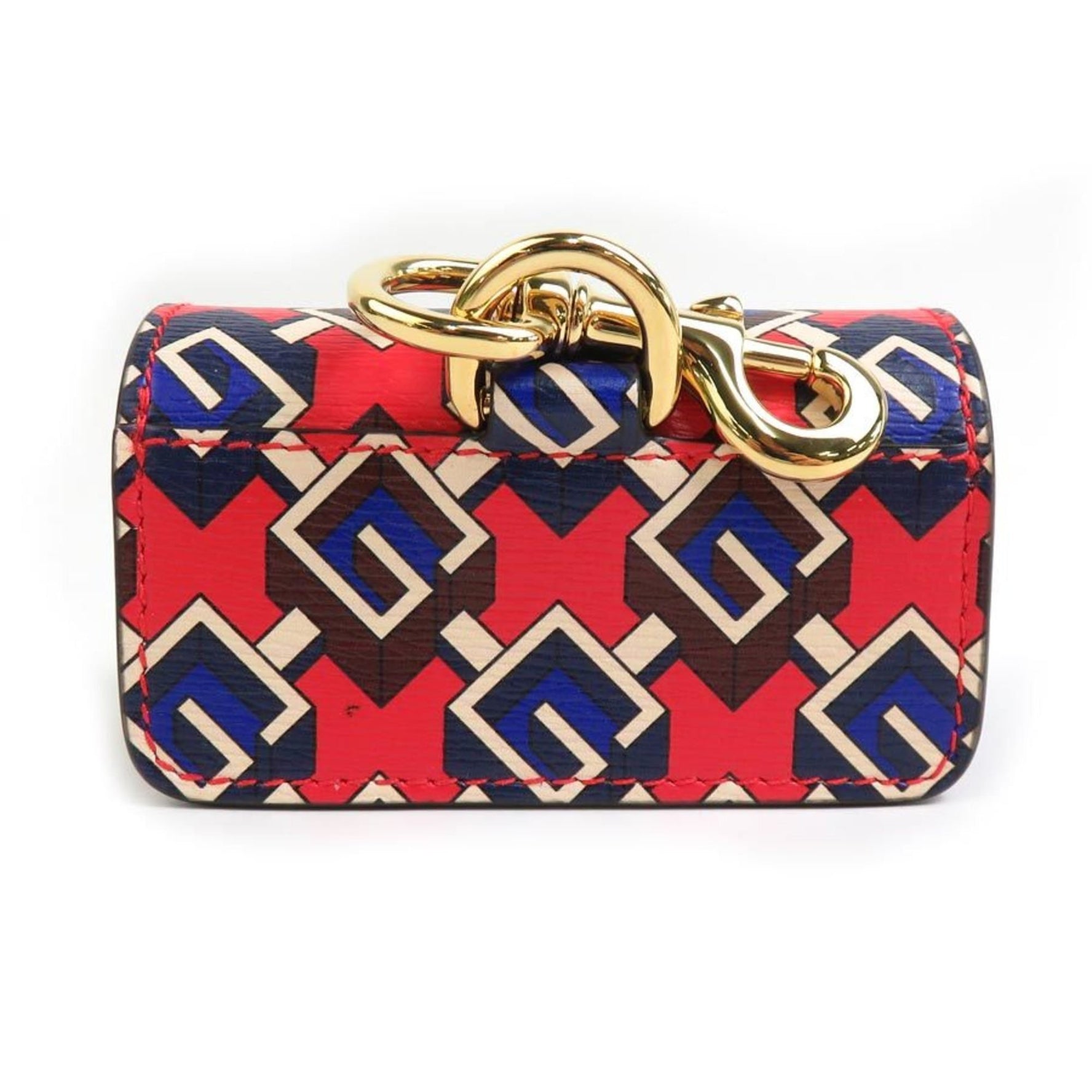 GUCCI Etiquette Bag Holder Leather Red Multicolor Gold Men Women e59299j