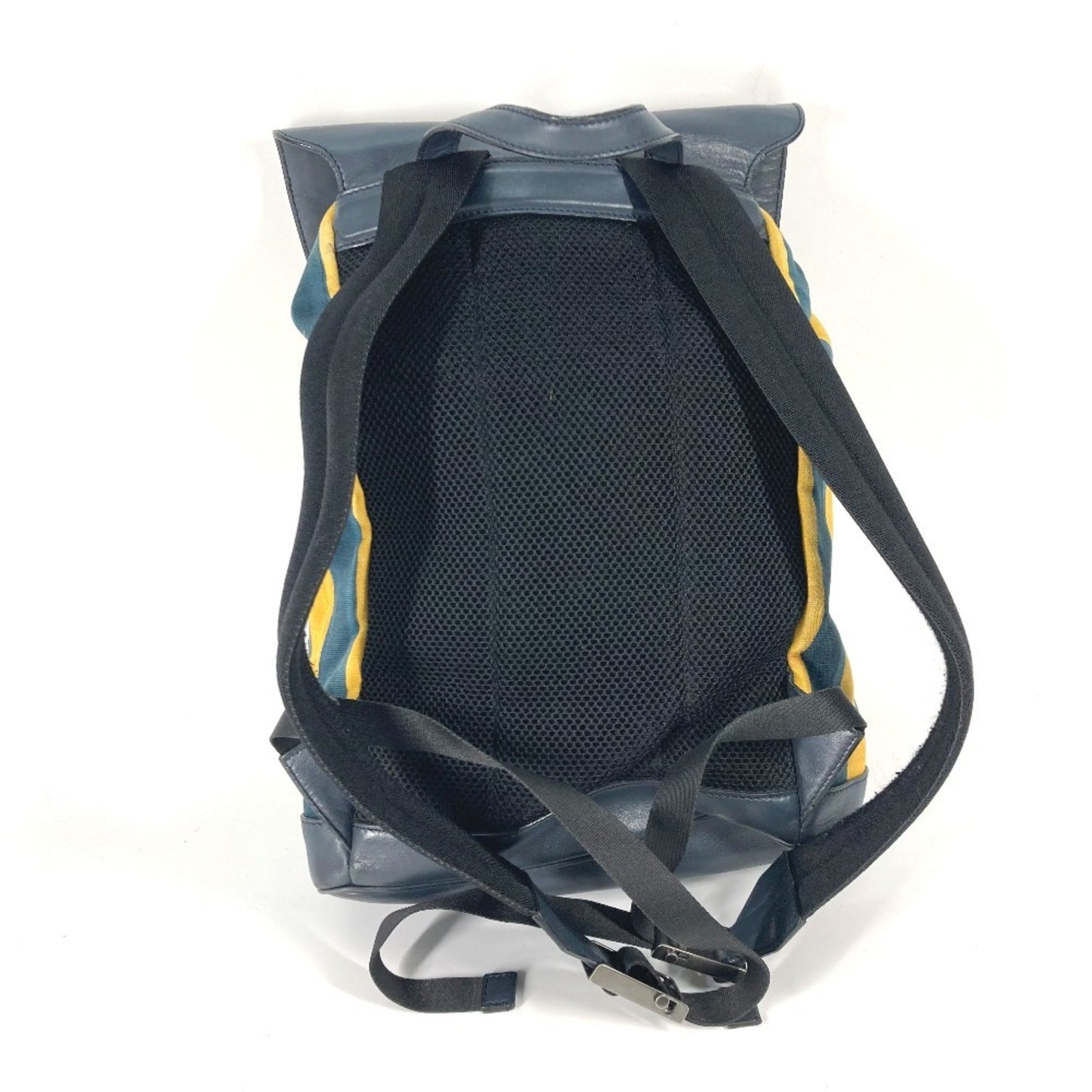 FENDI Optical Stripe Backpack in Canvas/Leather, Men's, Yellow