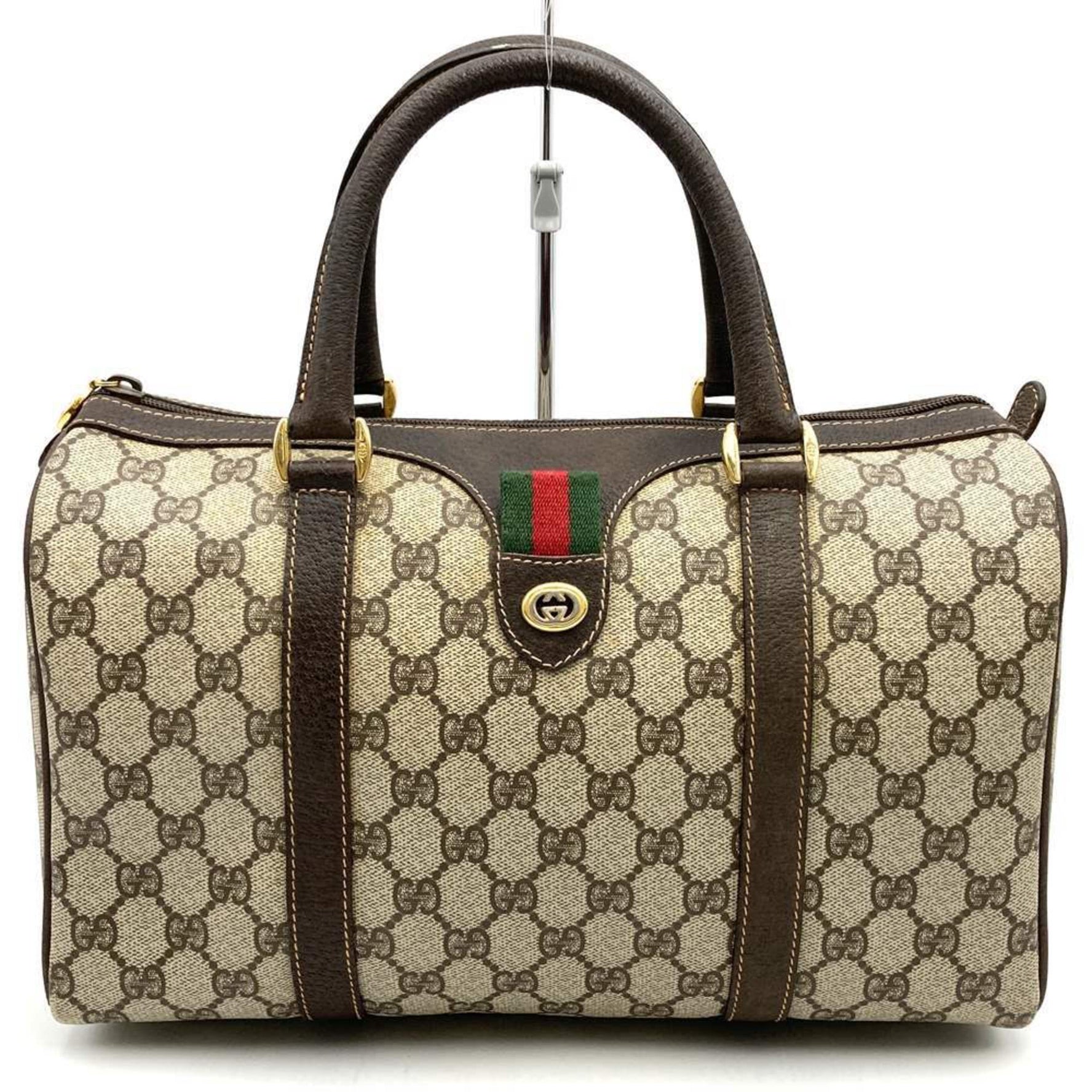 GUCCI 40 02 Boston Bag Handbag GG Supreme Leather Men's Vintage