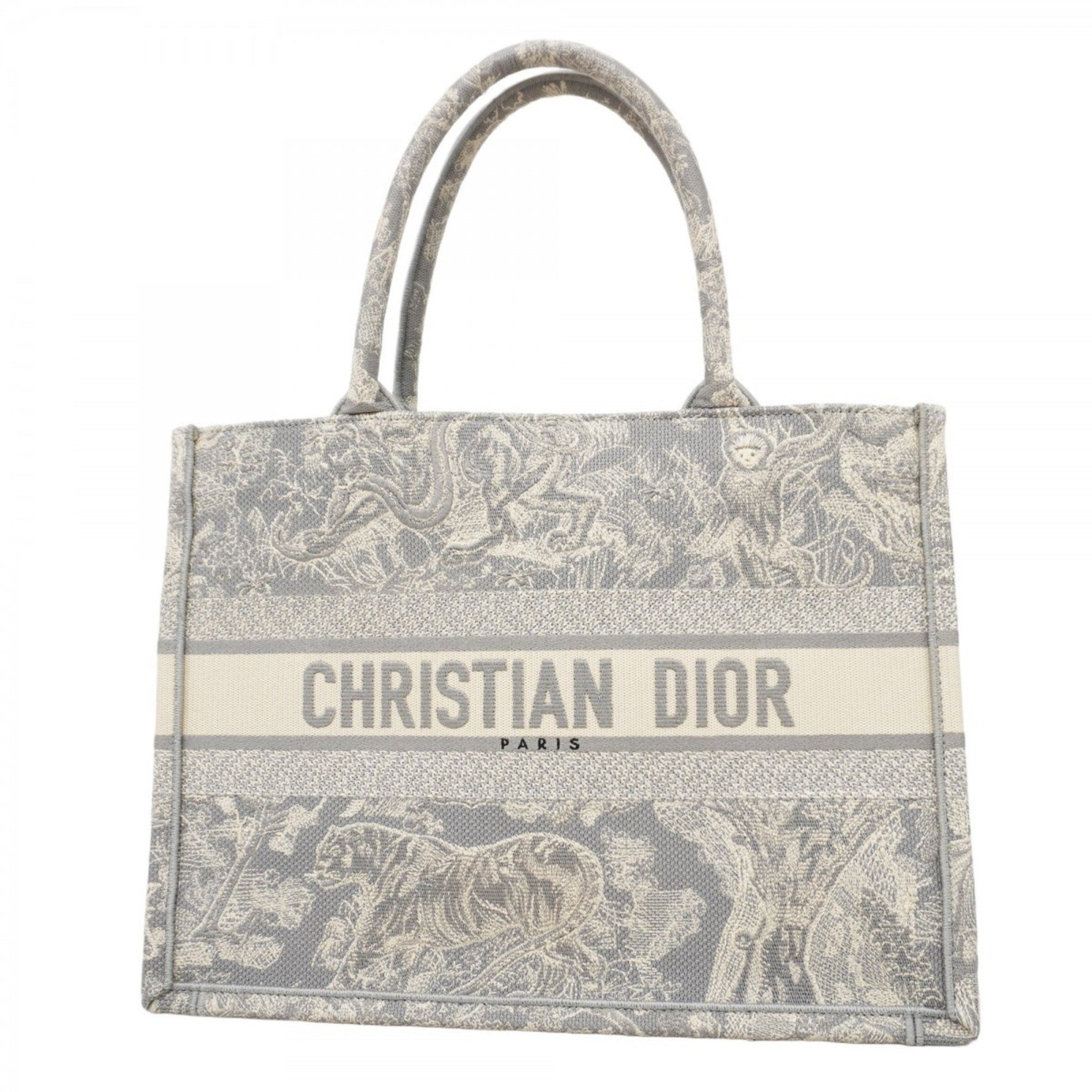 Christian Dior Book Tote Canvas Bag, Gray, Women's