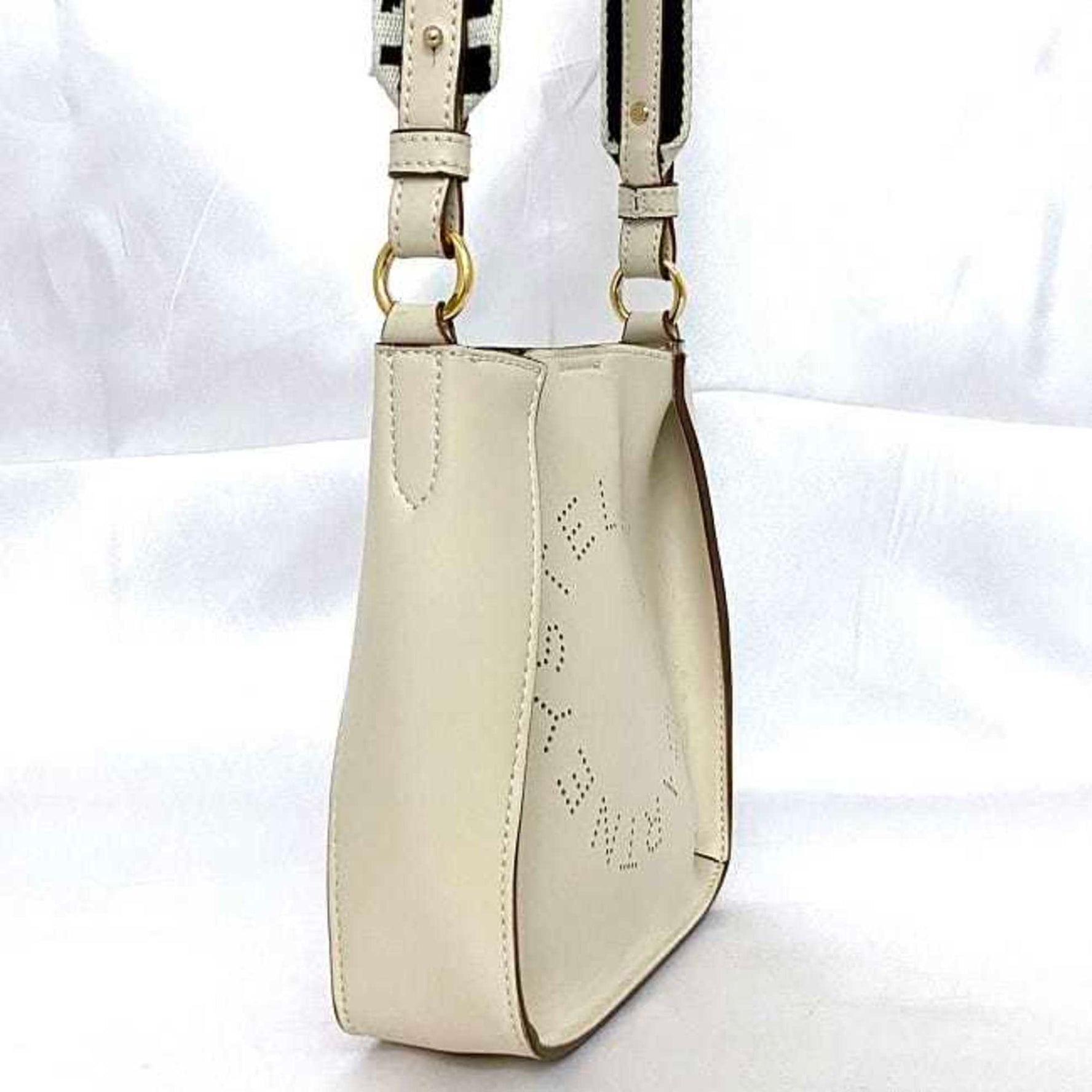Stella McCartney Shoulder Bag Cream White Leather Canvas STELLA McCARTNEY Punching