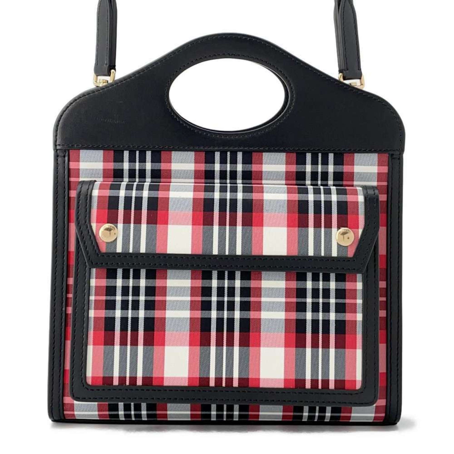 Burberry handbag pocket bag leather nylon BURBERRY 2way shoulder black