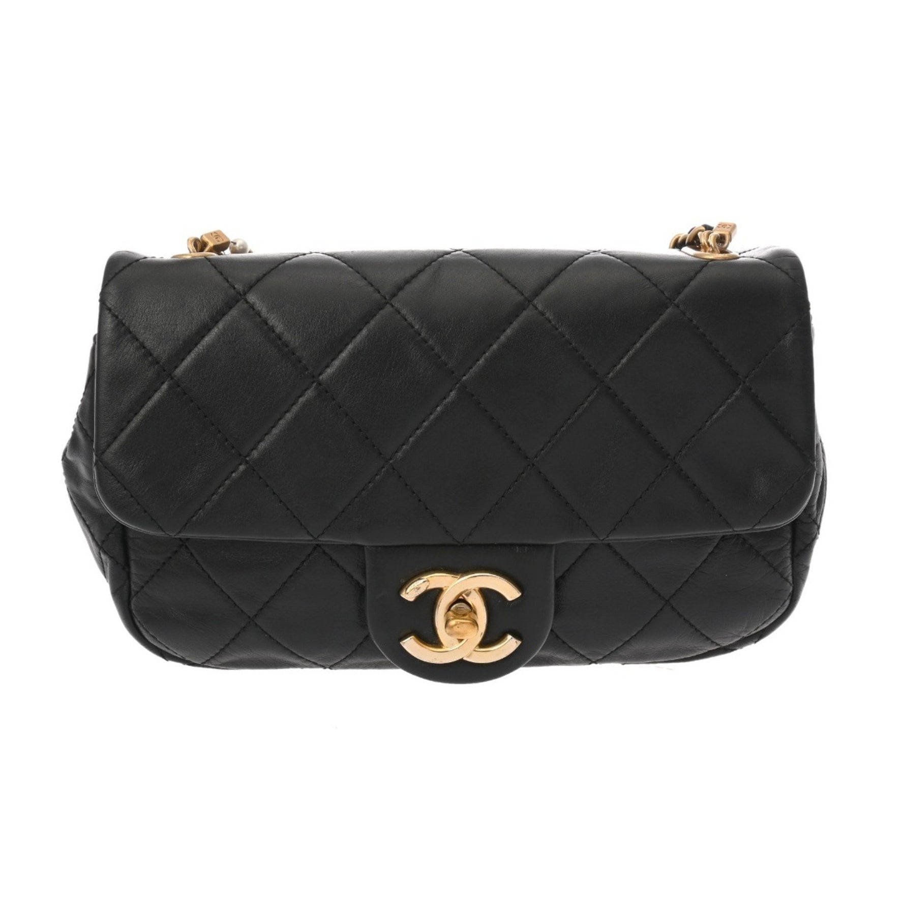 CHANEL Matelasse Mini Chain Shoulder Bag in with Calfskin and Pearl