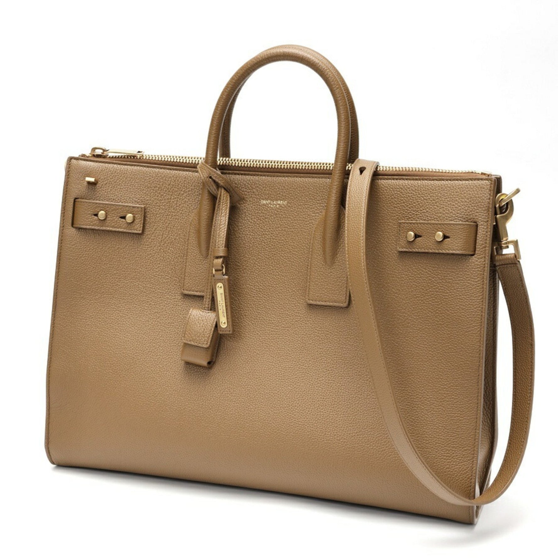 Saint Laurent SAINT LAURENT Thin Large Sac du Jour Grained Leather Camel K-158493
