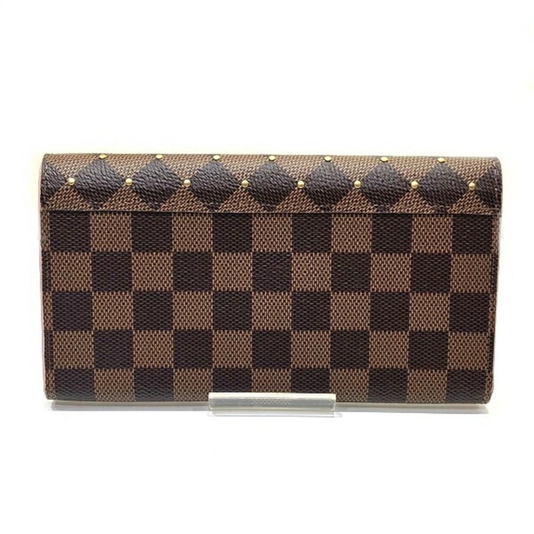 Louis Vuitton Damier Portefeuille Sarah Ebene Studded Rose Ballerine Bifold Wallet