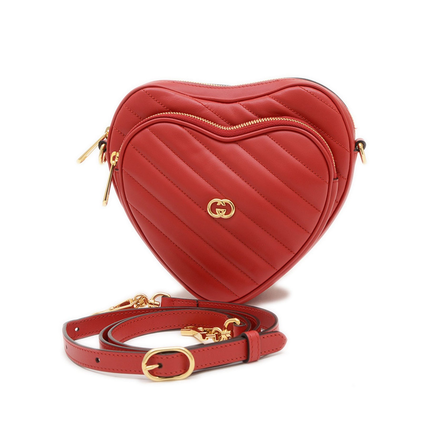 Gucci Interlocking G Heart Shoulder Bag Red BP