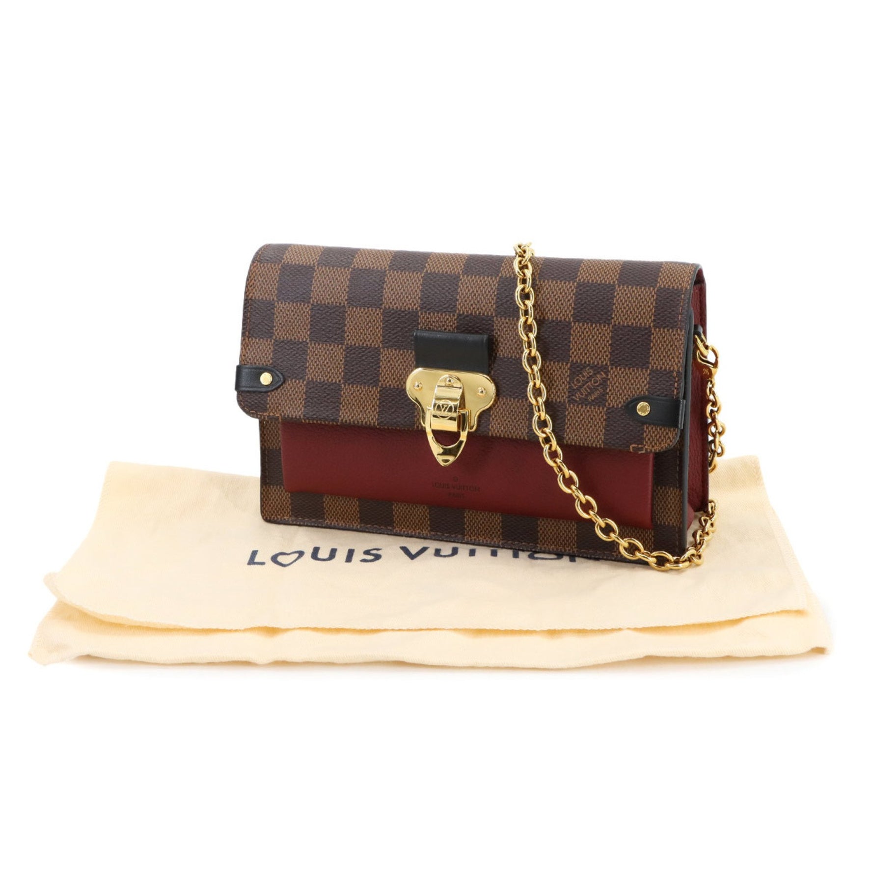 Louis Vuitton Damier Portefeuille Vavin Chain Wallet, Bordeaux Noir