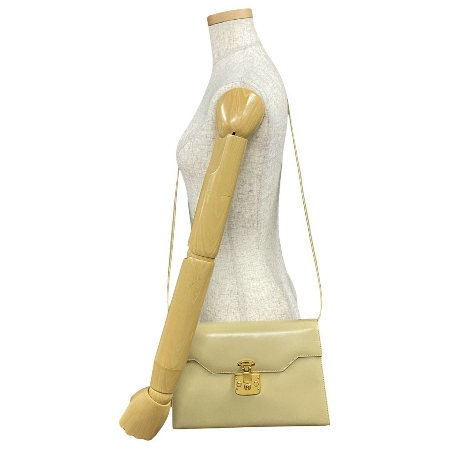 GUCCI Old Ladylock Hardware Calfskin Leather Mini Shoulder Bag Ivory