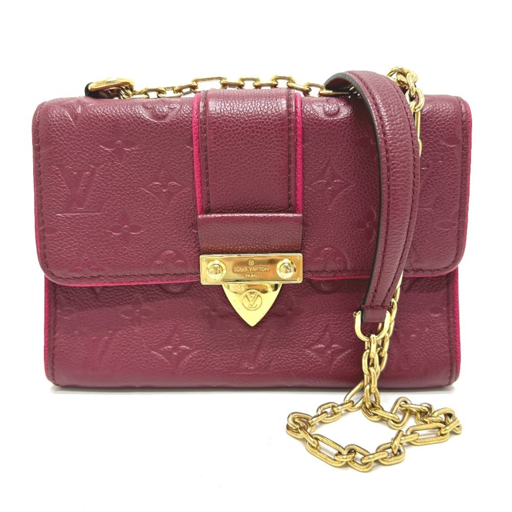 Louis Vuitton Monogram Empreinte Saint-Sulpice PM Chain Bag/Pochette/Shoulder Bag in Leather, Red