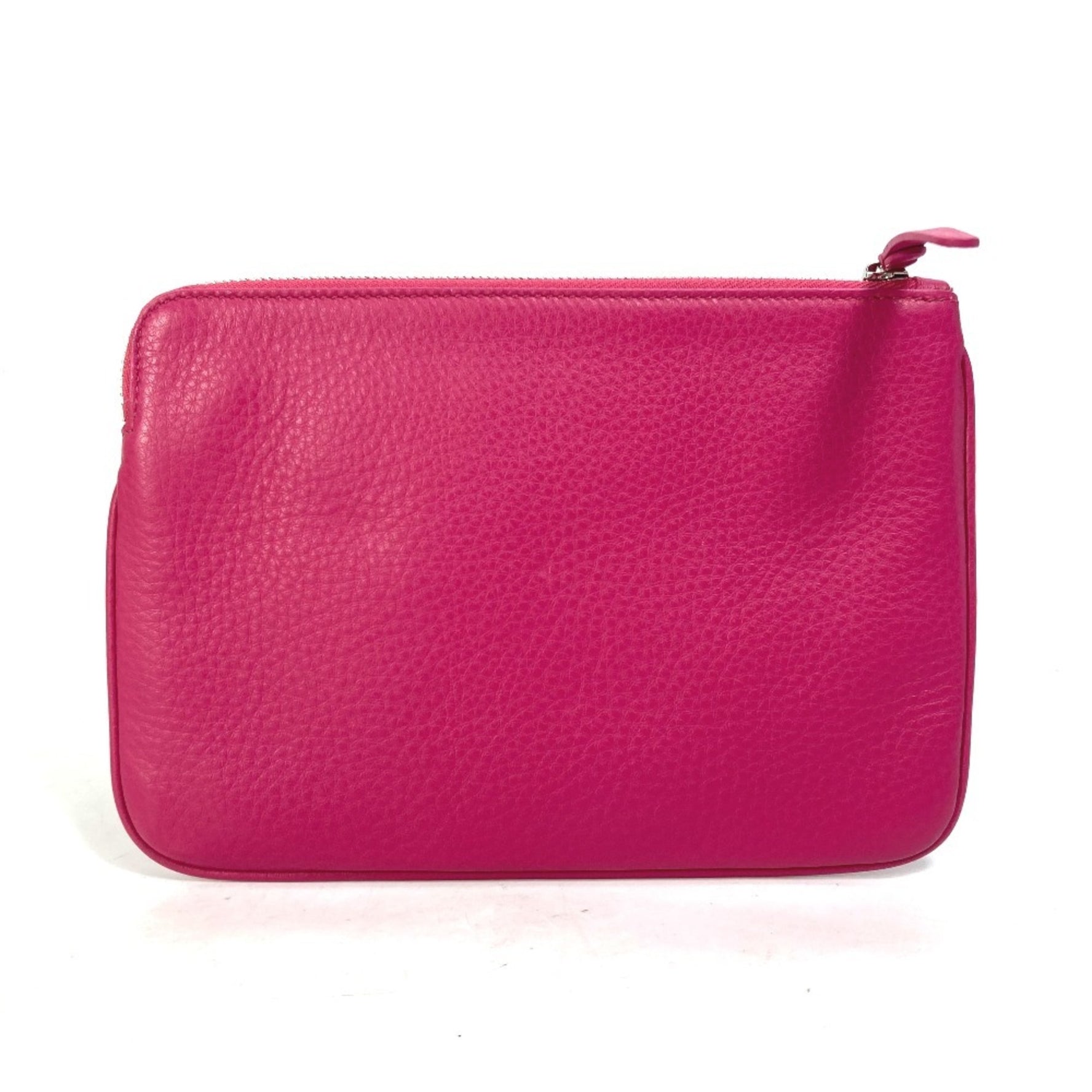 BALENCIAGA Logo Everyday Pouch M Bag Clutch Leather Women's Pink